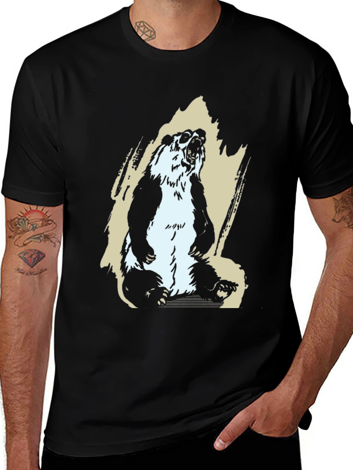 Variant 16 of Bear Graphic Tee - Cool Black T-Shirt