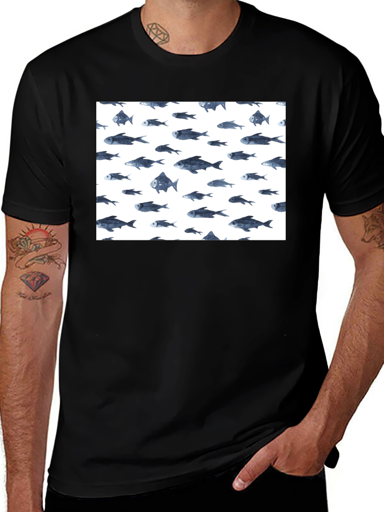 Variant 9 of Fish Pattern Crew Neck T-Shirt