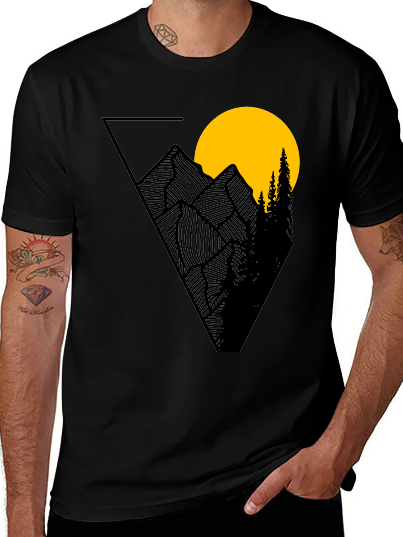 Variant 13 of Mountain Sunset Graphic Tee - Black