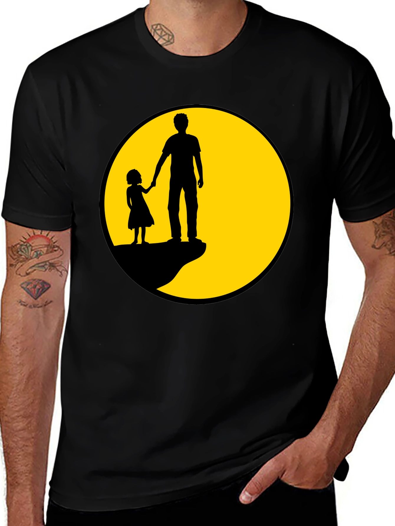 Father & Daughter Black Graphic Tee