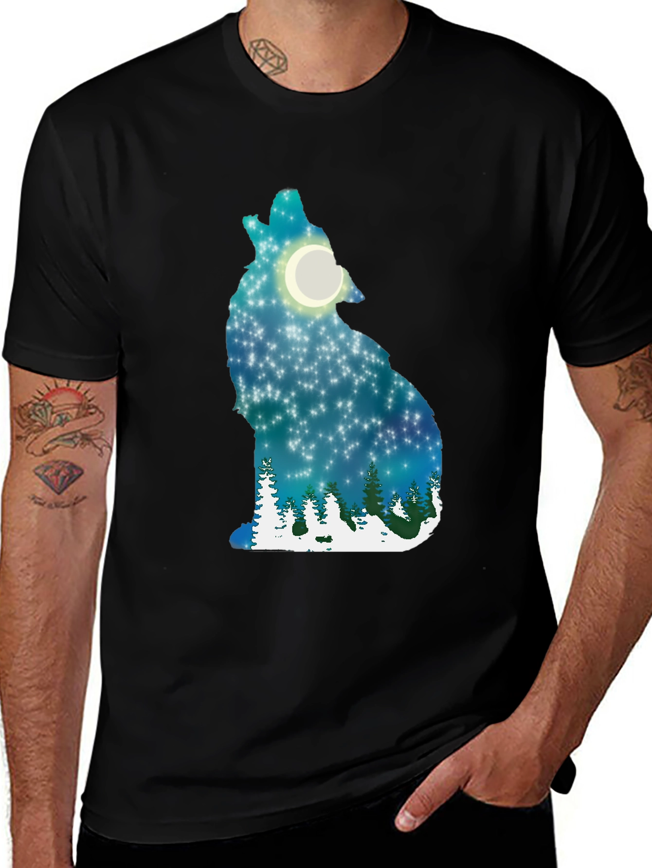 Variant 21 of Wolf Moon Night Sky Graphic T-Shirt