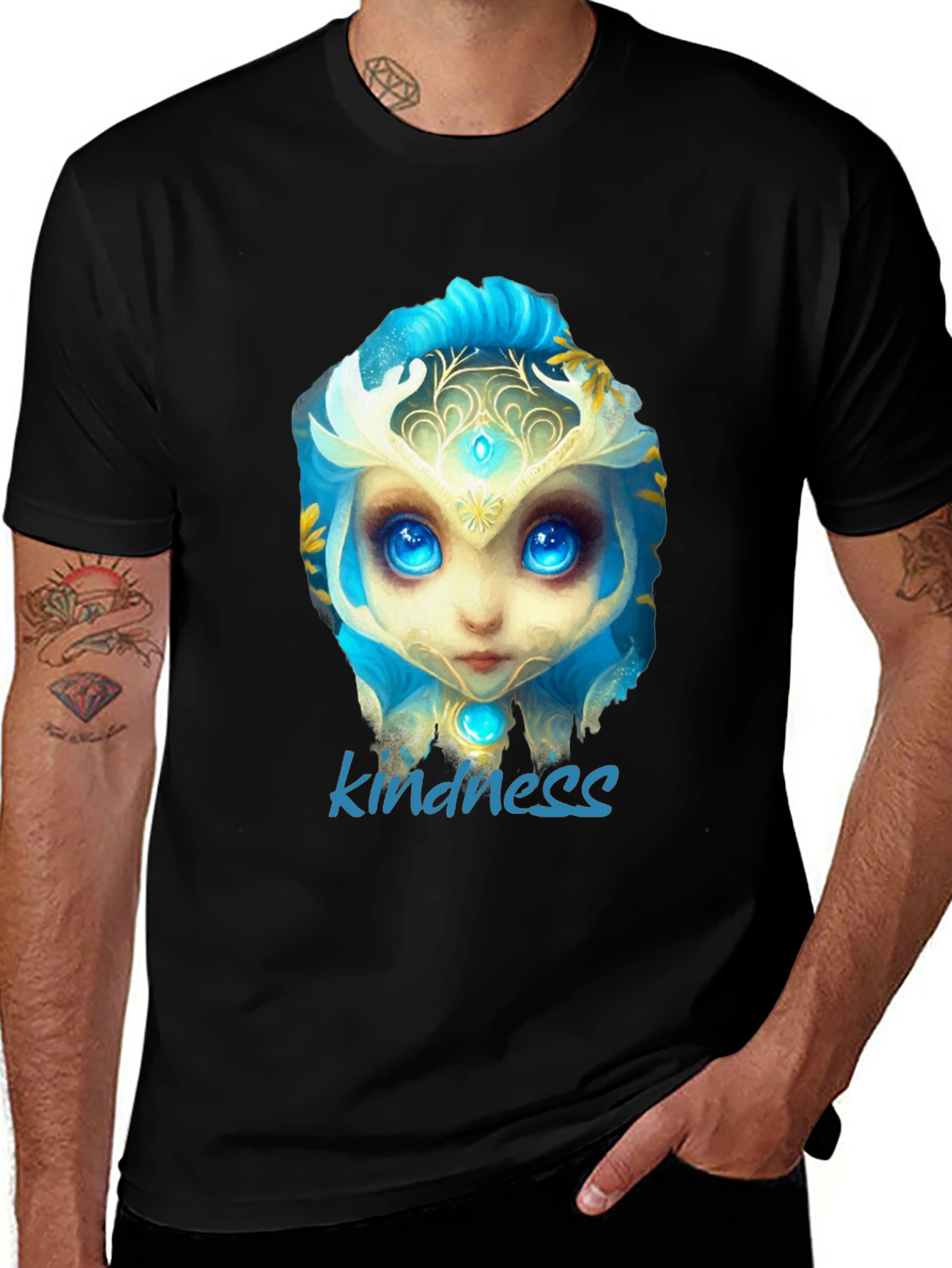 Variant 25 of Kindness Character Graphic Black T-Shirt