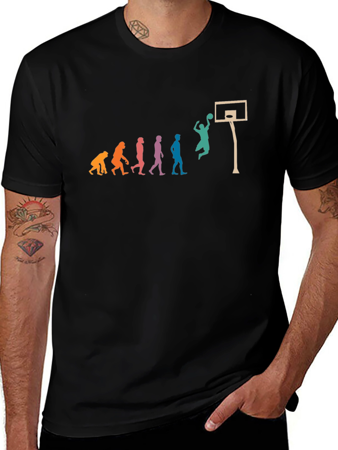 Variant 12 of Evolution of Basketball Black T-Shirt