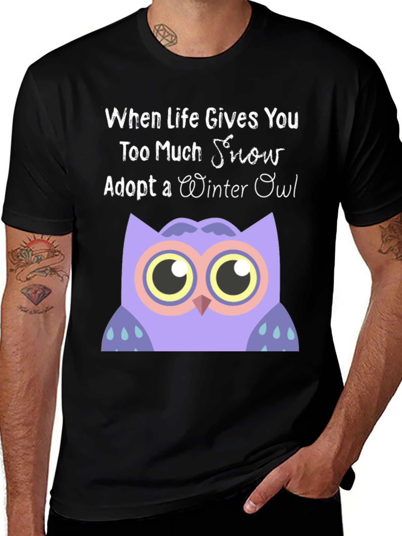 Variant 4 of Winter Owl Graphic Tee - Cute & Comfy
