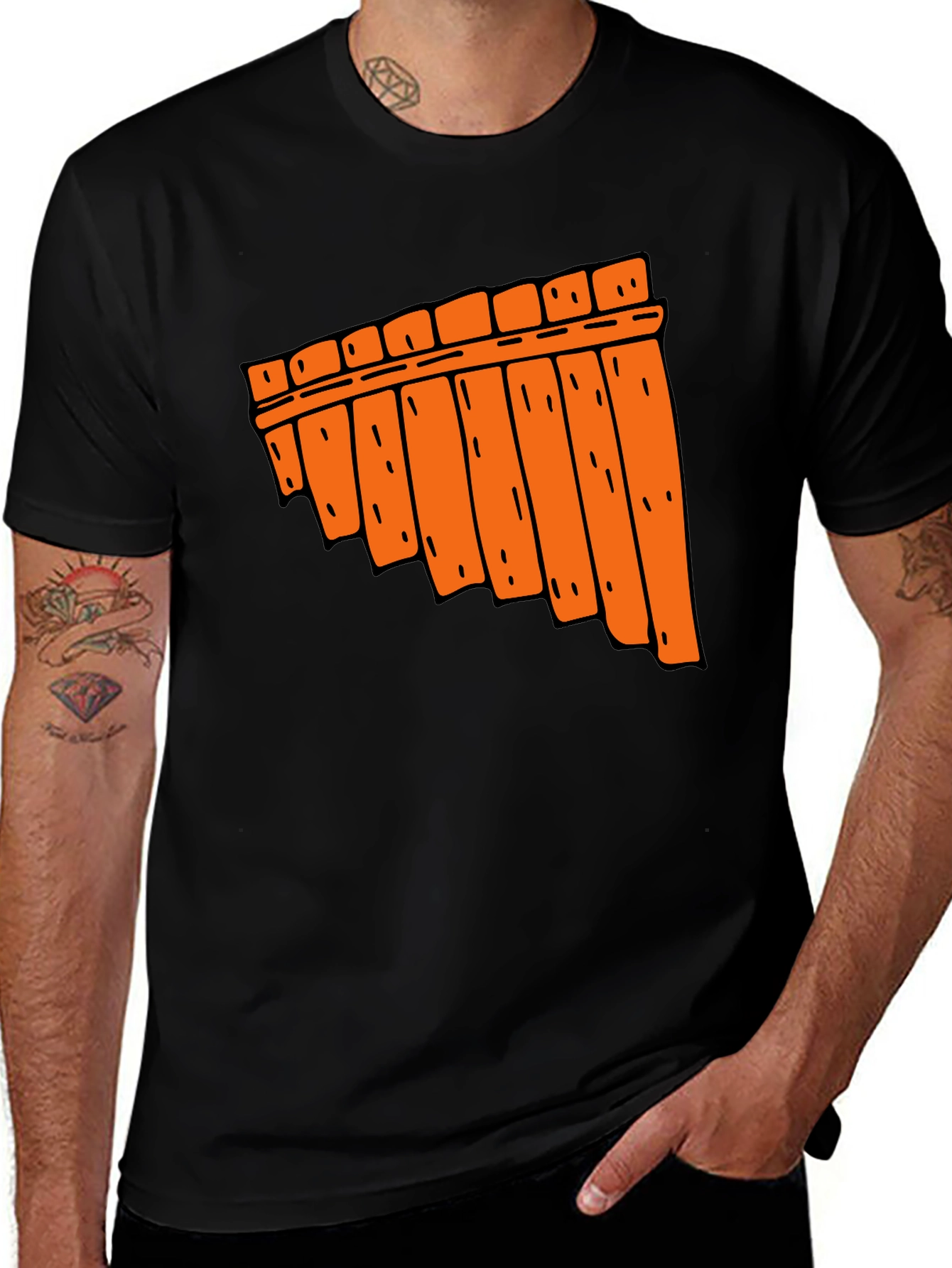 Variant 10 of Pan Flute Graphic Tee - Musical Instrument Design