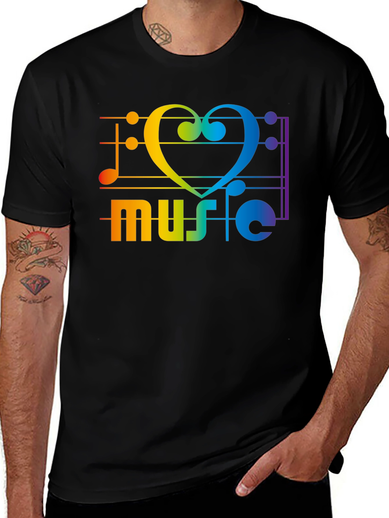 Rainbow Music Heart T-Shirt