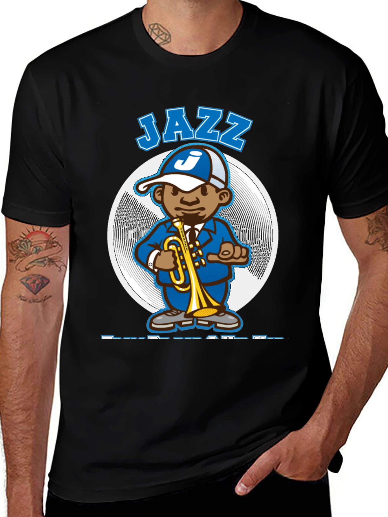 Jazz Trumpet Player Graphic T-Shirt - Black