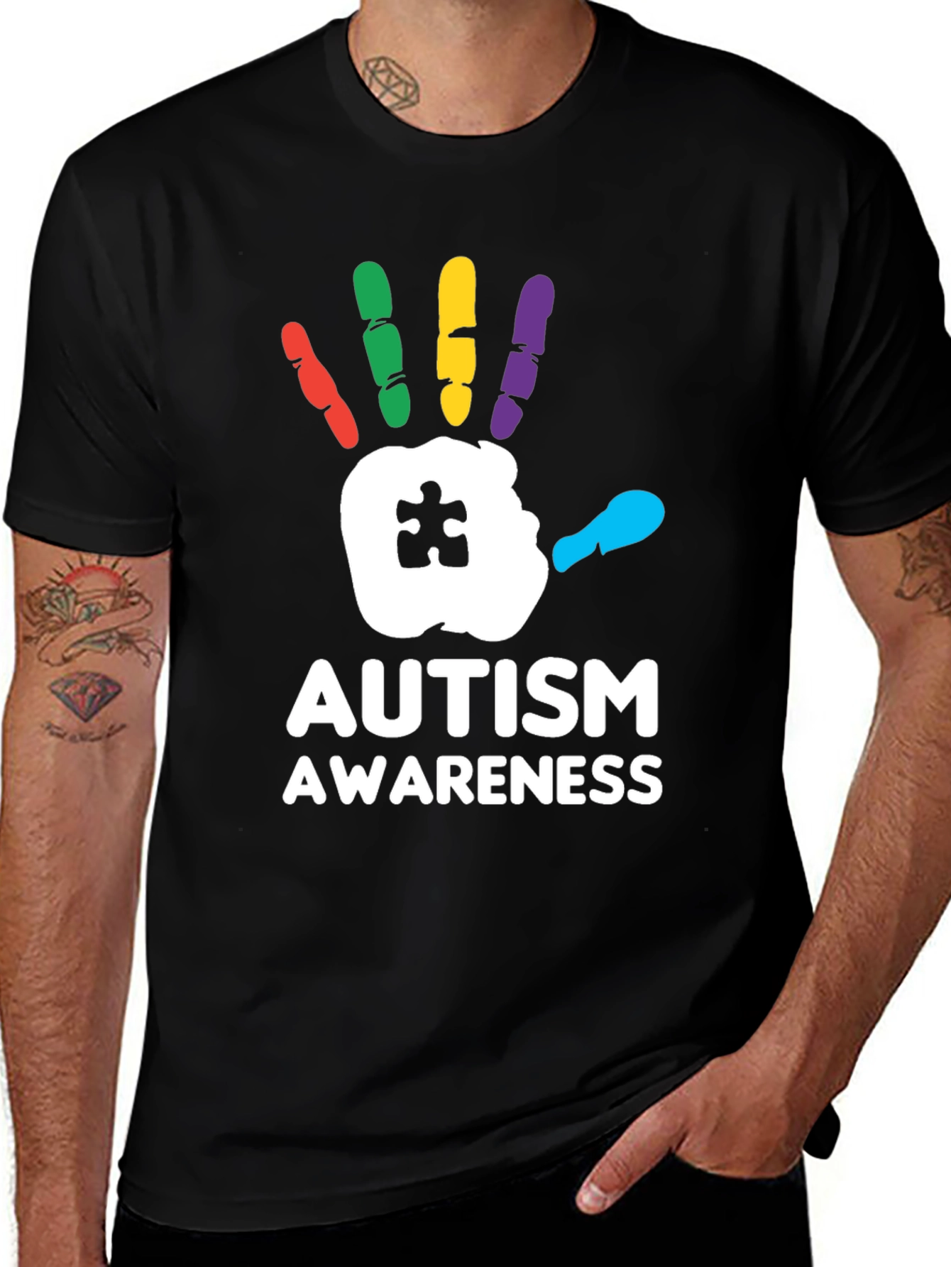 Autism Awareness Handprint Graphic T-Shirt
