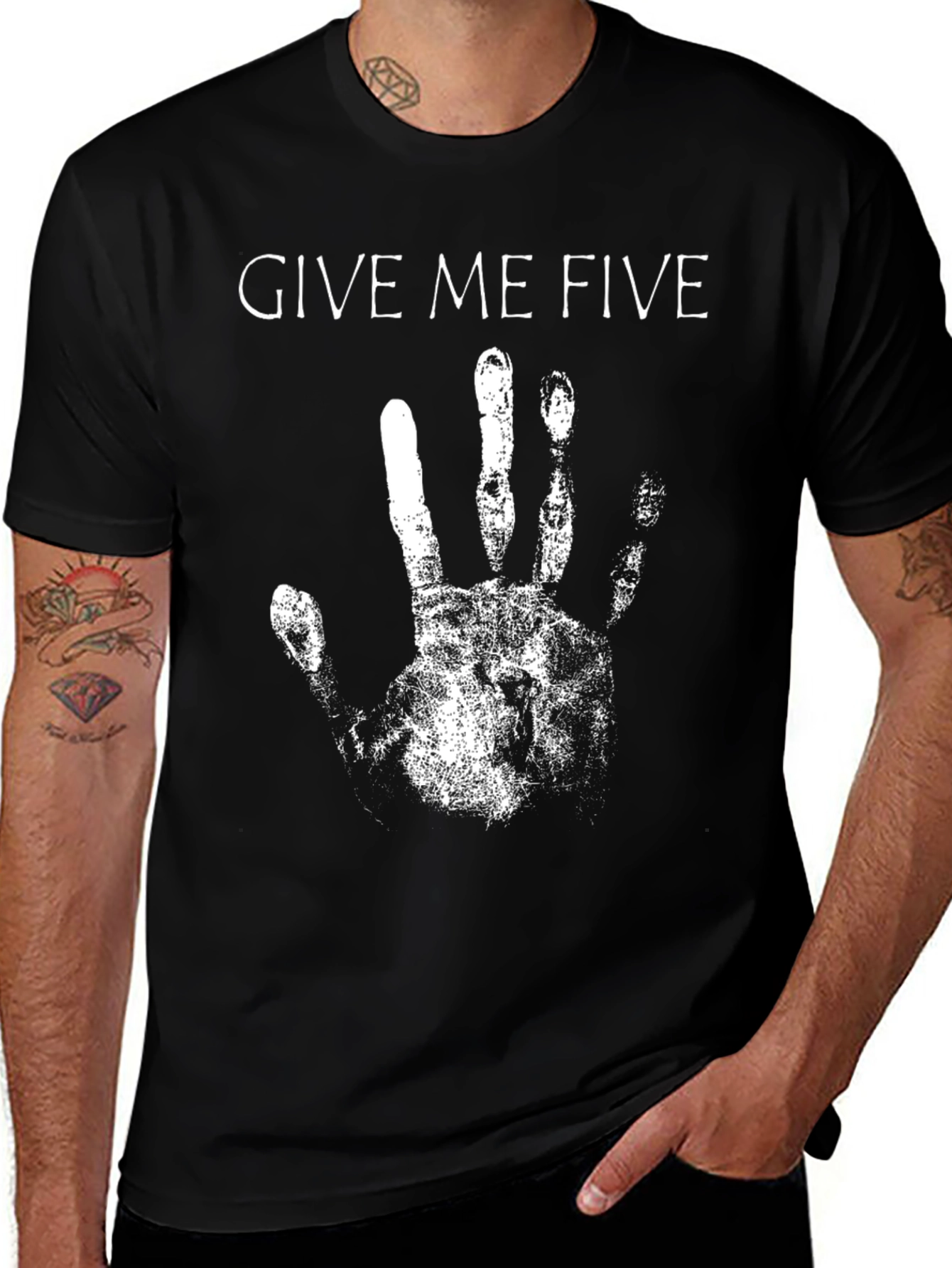 Variant 23 of Give Me Five T-Shirt - Black Graphic Tee