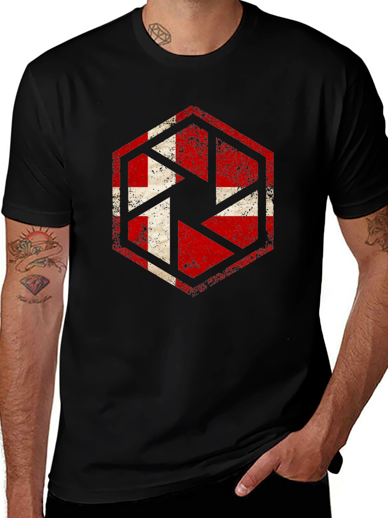 Variant 27 of Denmark Flag Camera Shutter Men's Black T-Shirt
