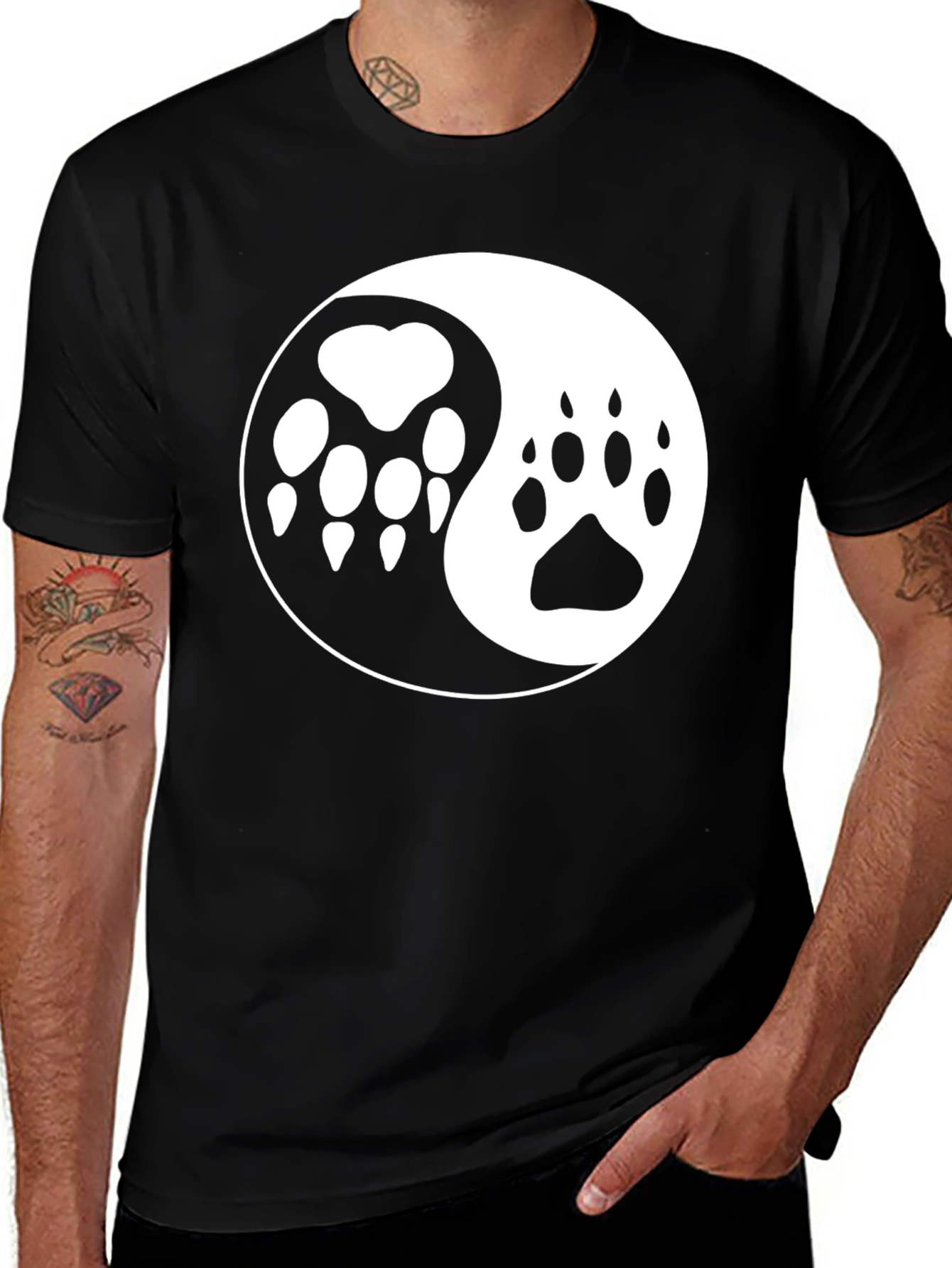 Variant 19 of Yin Yang Paw Print Graphic Tee
