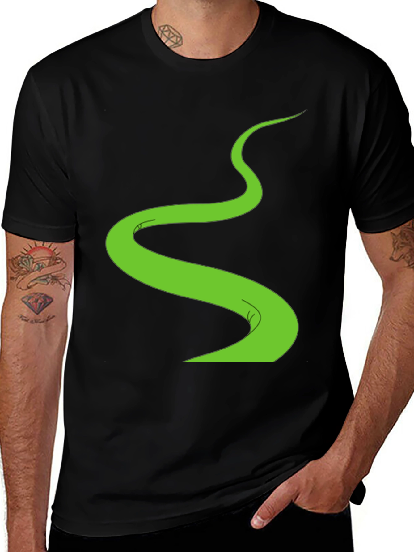 Variant 29 of Green Path Graphic Tee - Men's Black T-Shirt
