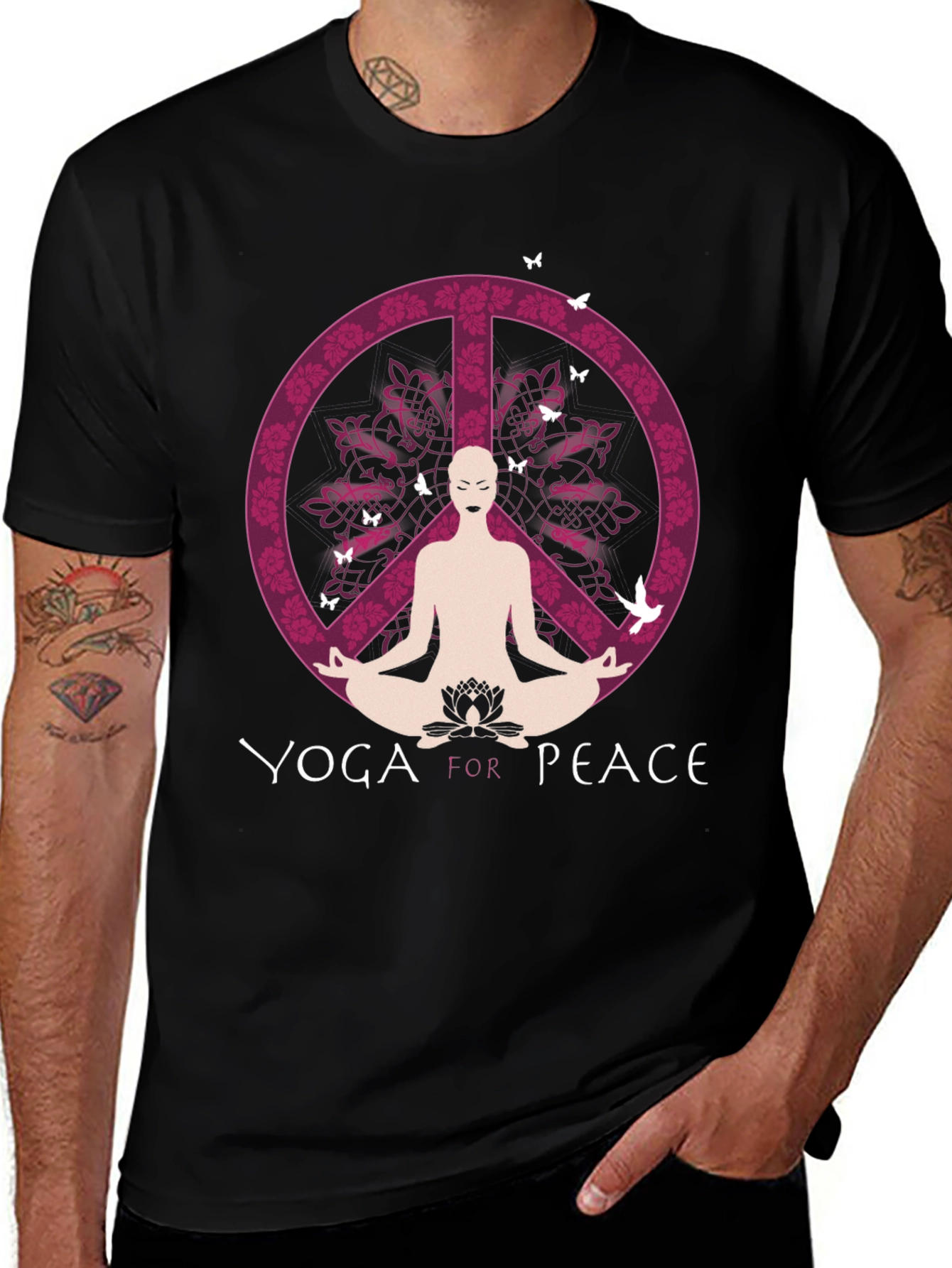 Variant 30 of Yoga for Peace T-Shirt - Black