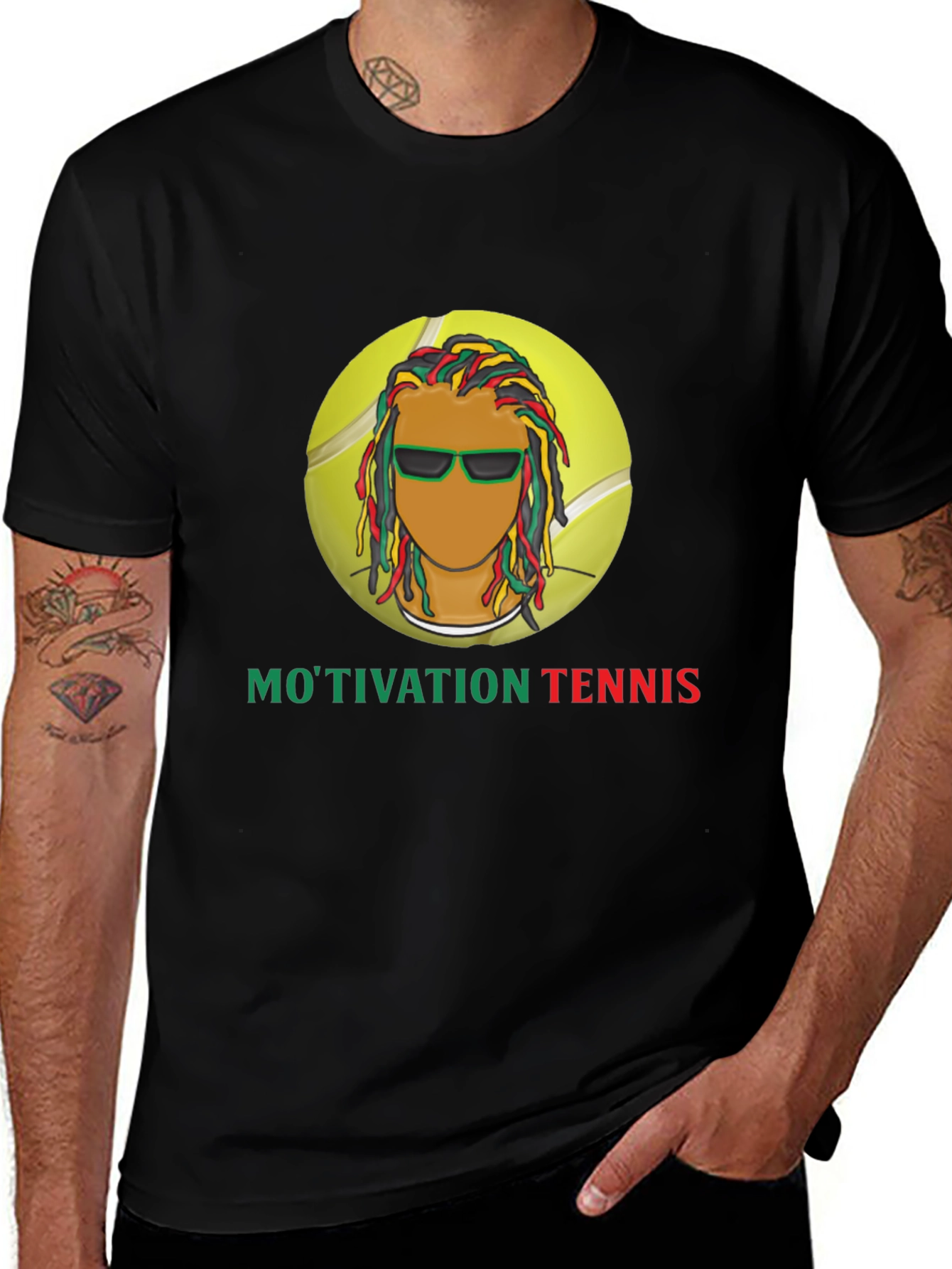 Variant 15 of Mo'tivation Tennis Graphic Black T-Shirt