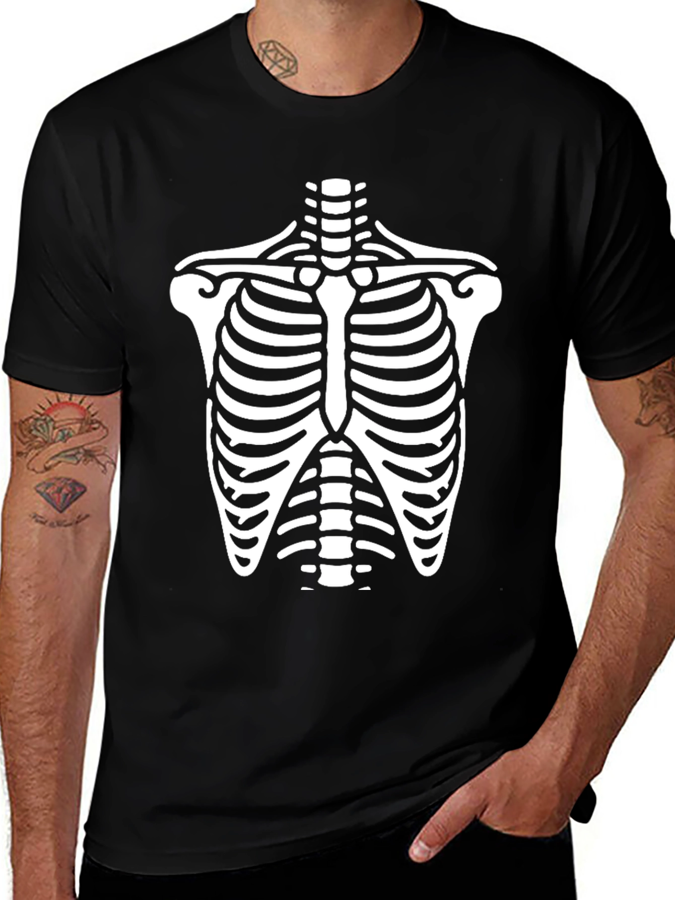 Variant 7 of Skeleton Rib Cage Graphic Tee - Halloween T-Shirt