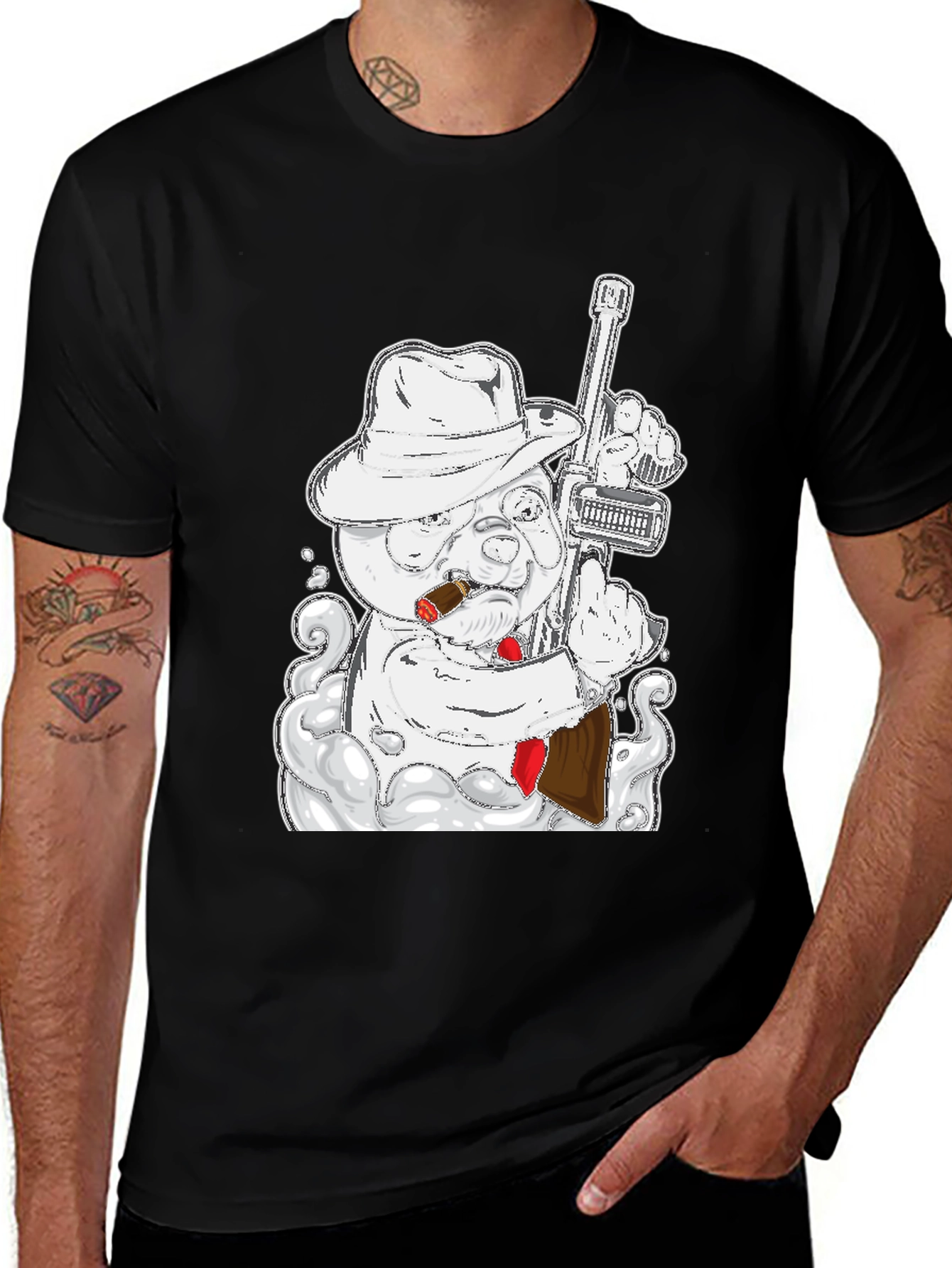 Variant 4 of Gangster Bear T-Shirt - Black Cotton Tee