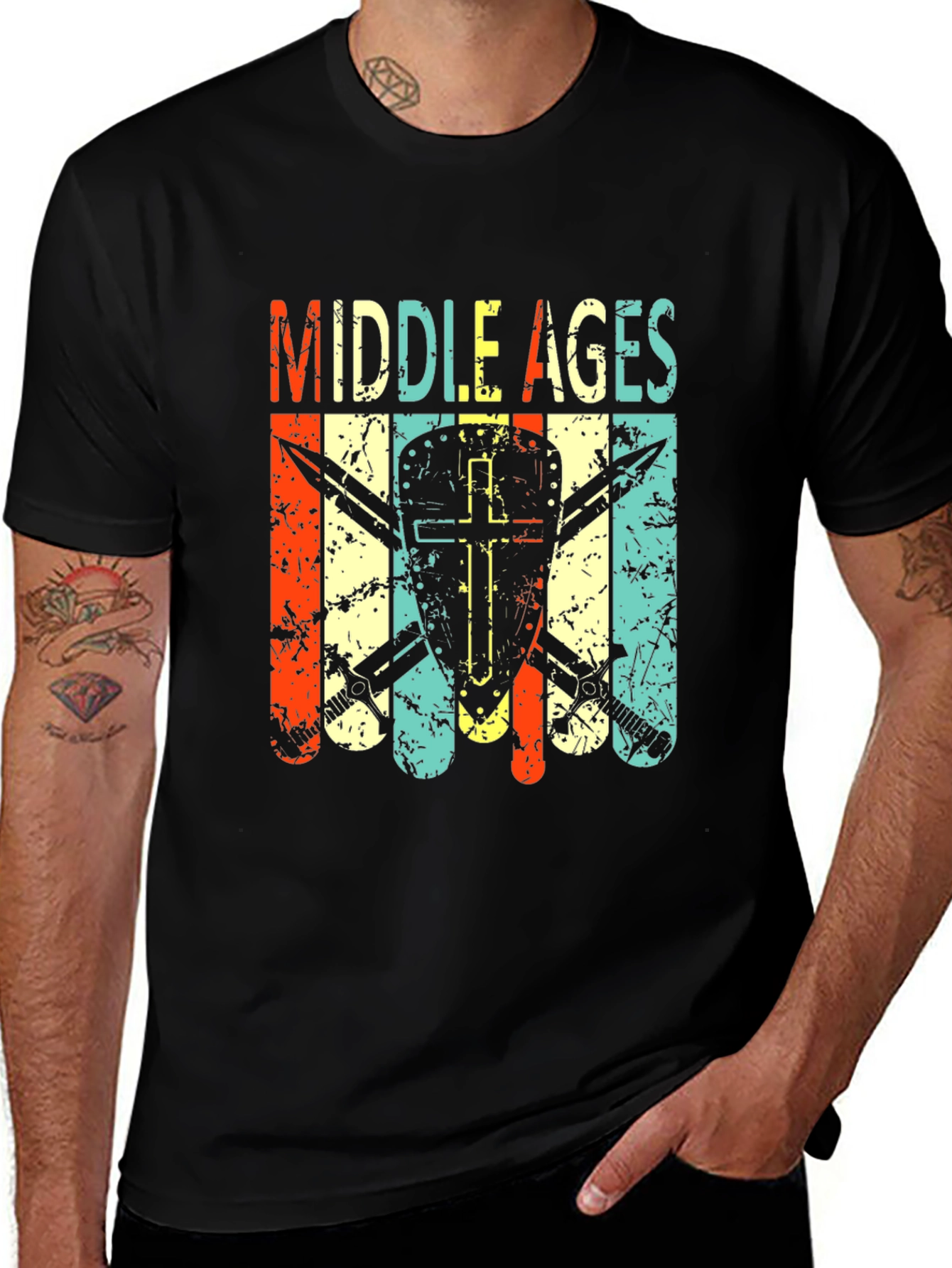 Middle Ages Shield & Swords Graphic T-Shirt