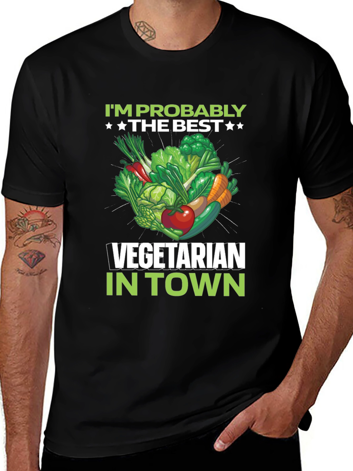 Black Best Vegetarian in Town T-Shirt main image