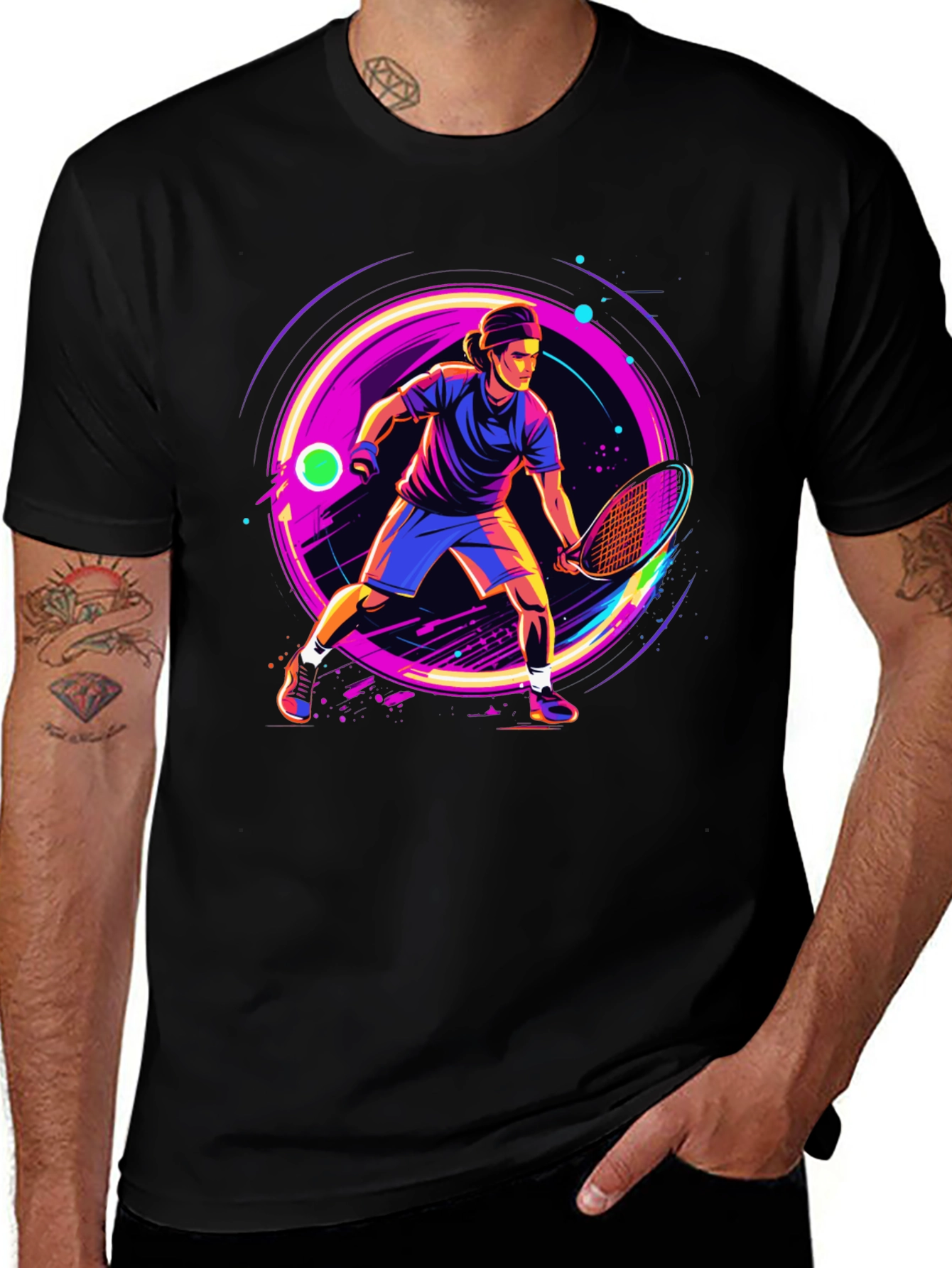 Variant 23 of Retro Tennis Player Graphic T-Shirt