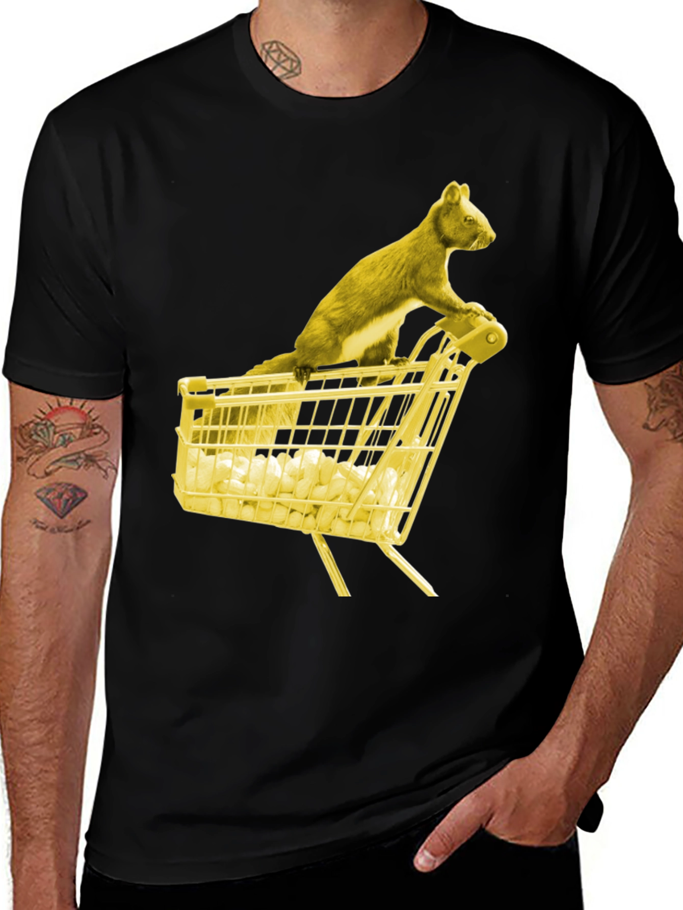 Squirrel Shopping Tee - Funny Graphic T-Shirt