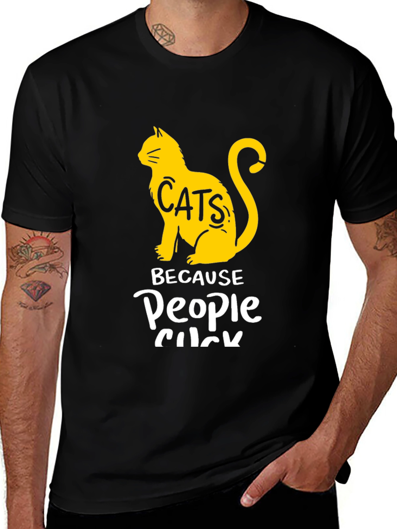 Black Cats Because People Suck Graphic T-Shirt main image