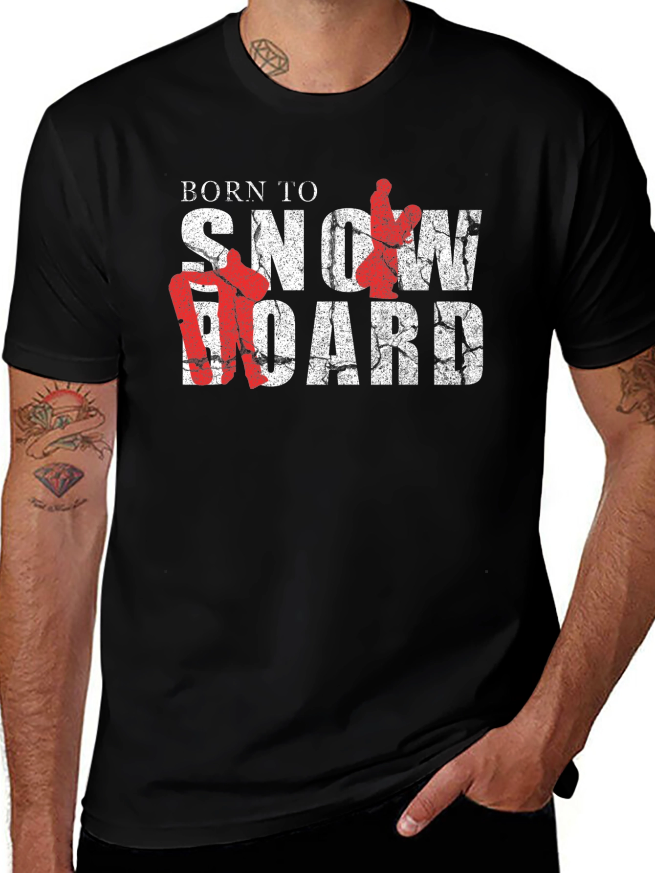Variant 24 of Born to Snowboard Black T-Shirt
