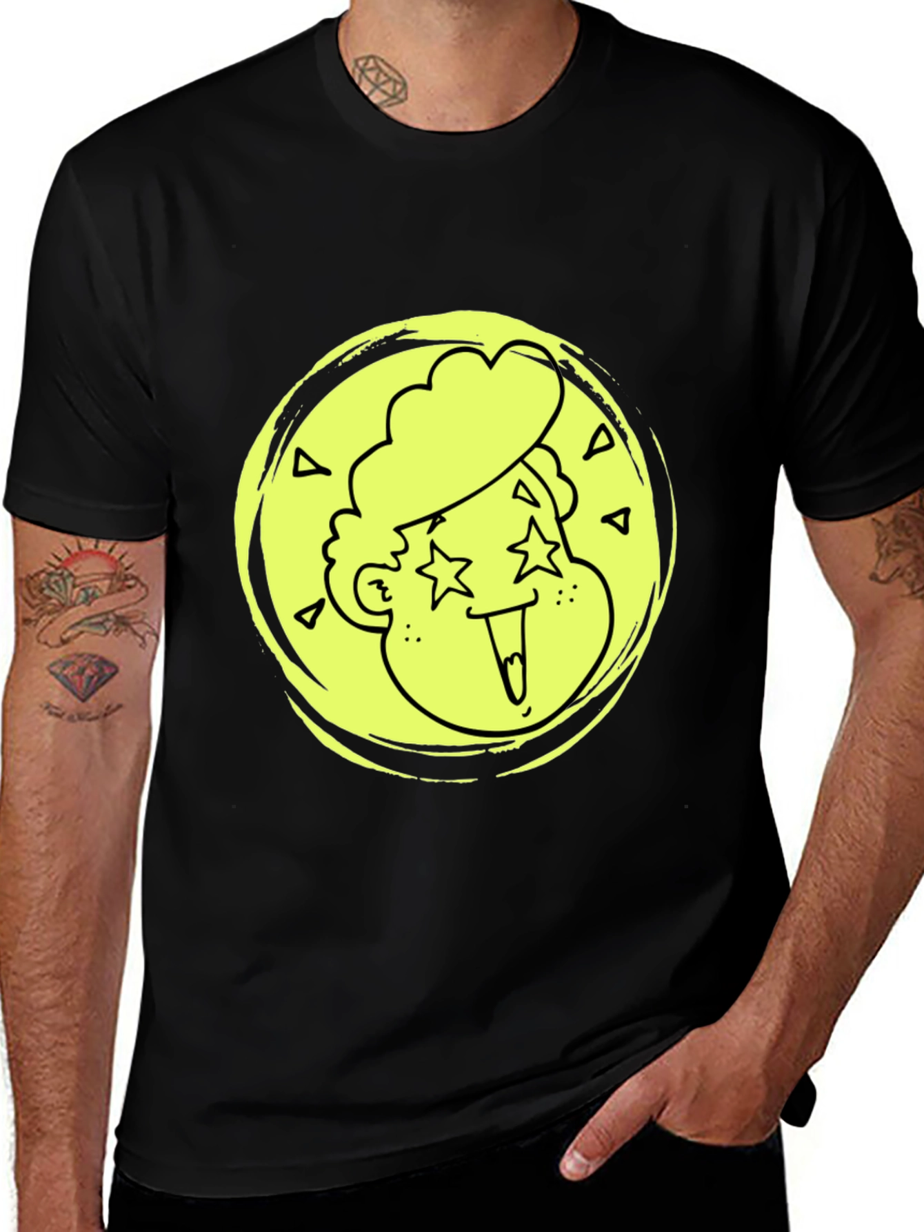 Variant 20 of Cool Cartoon Face Graphic Black T-Shirt