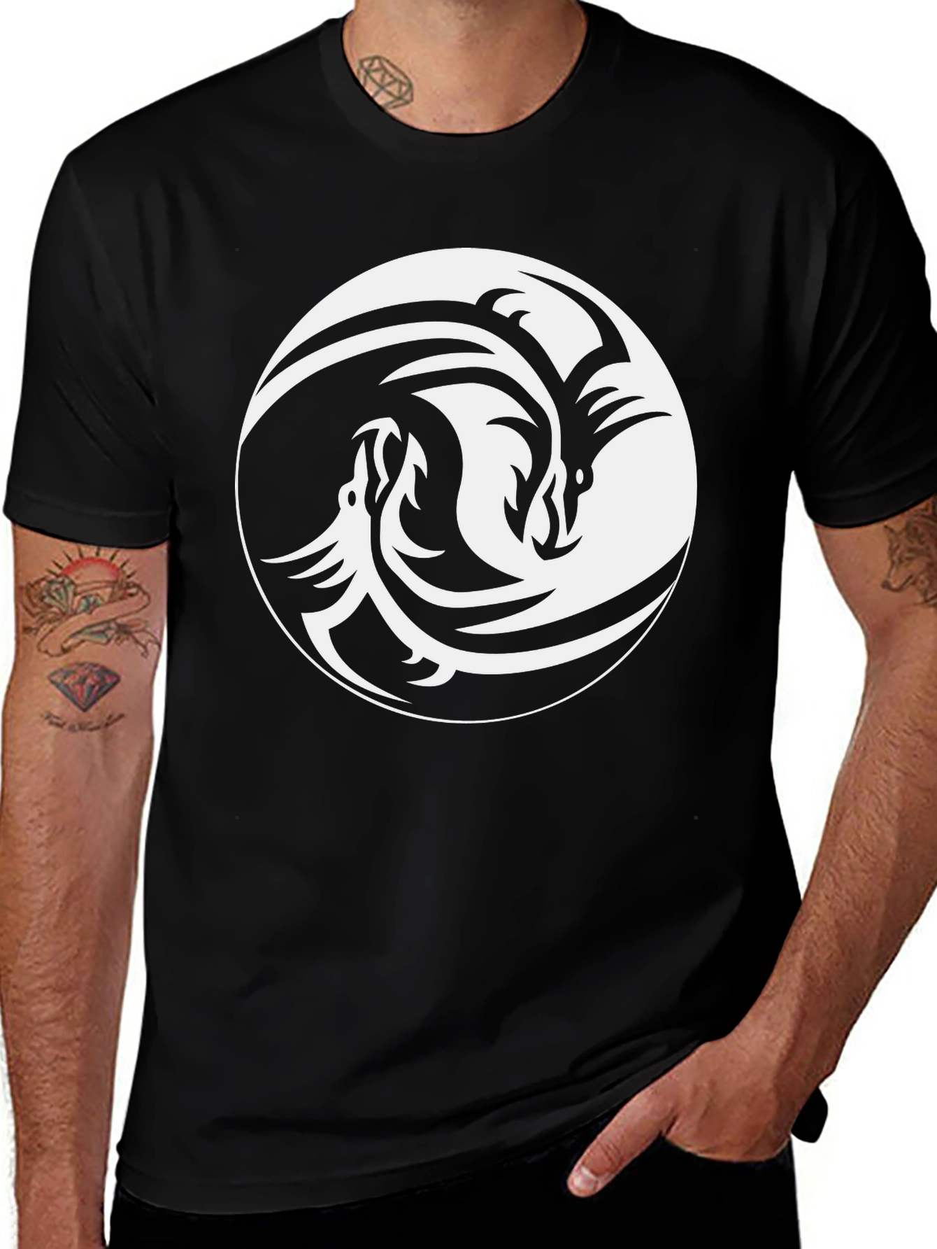 Variant 25 of Yin Yang Dragon Graphic Tee