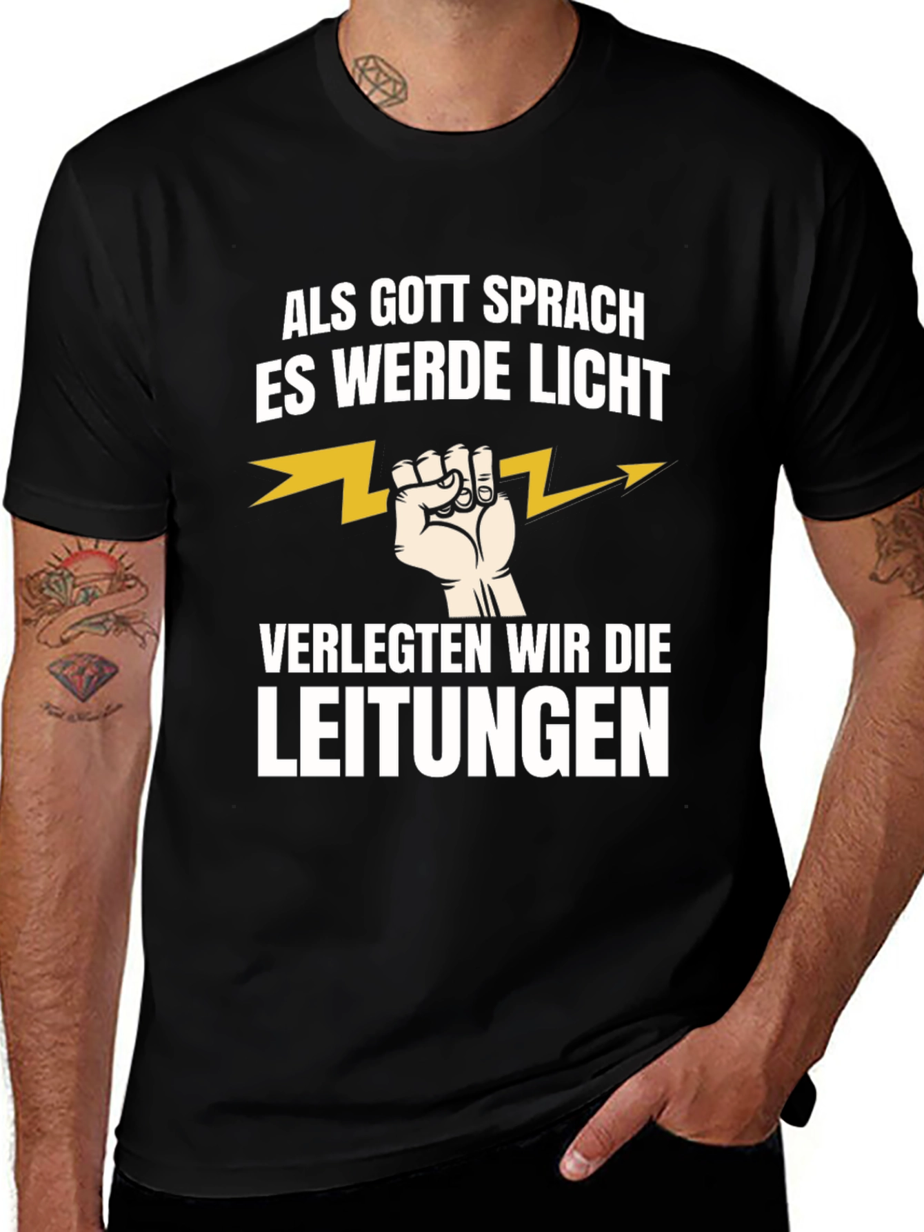 Variant 29 of Electrician Humor T-Shirt - "Let There Be Light!"