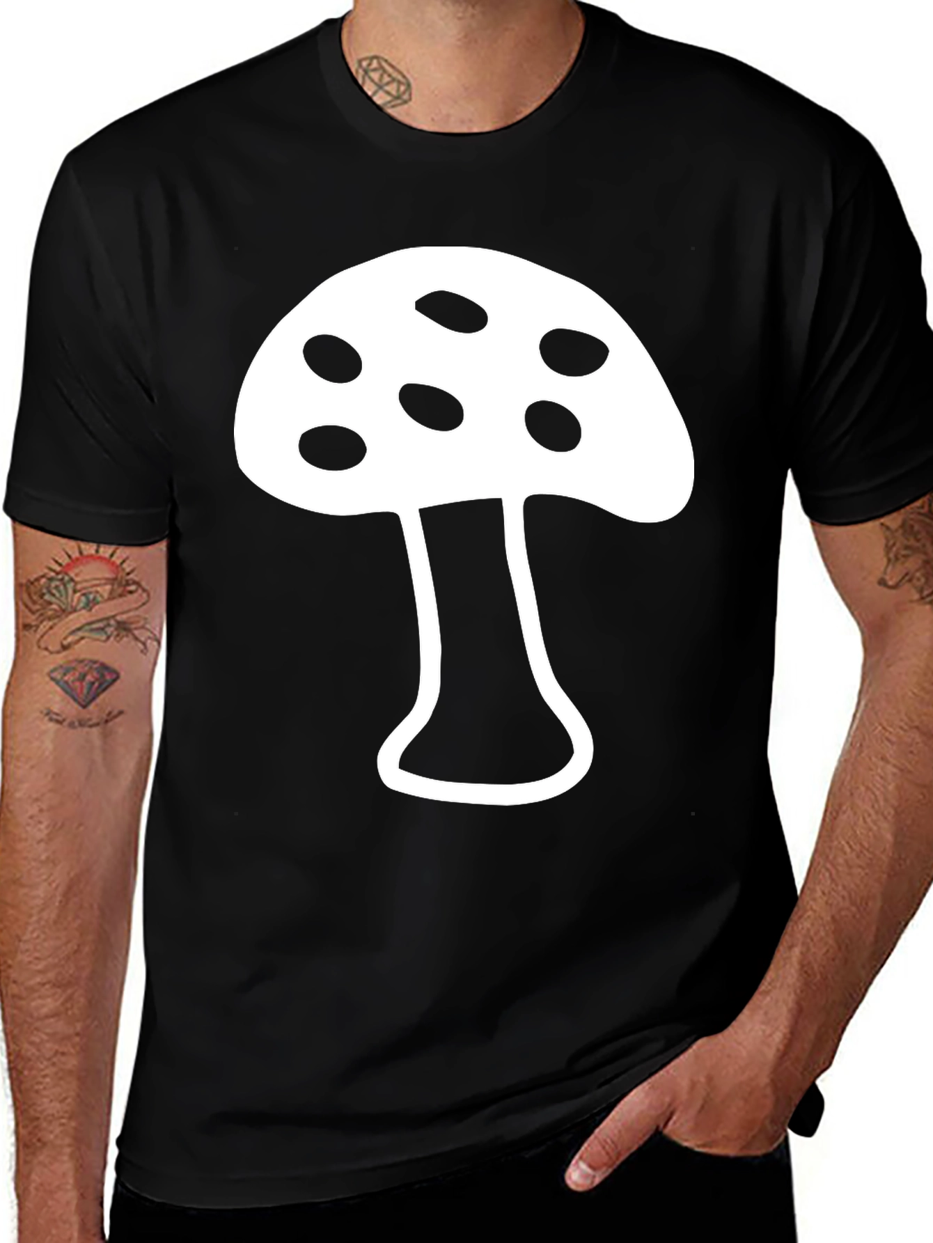 Variant 24 of Mushroom Graphic T-Shirt - Funky Black Tee