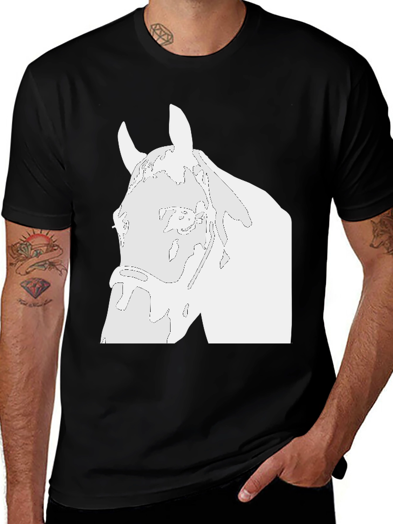 Variant 2 of Horse Graphic T-Shirt - Stylish Black Tee