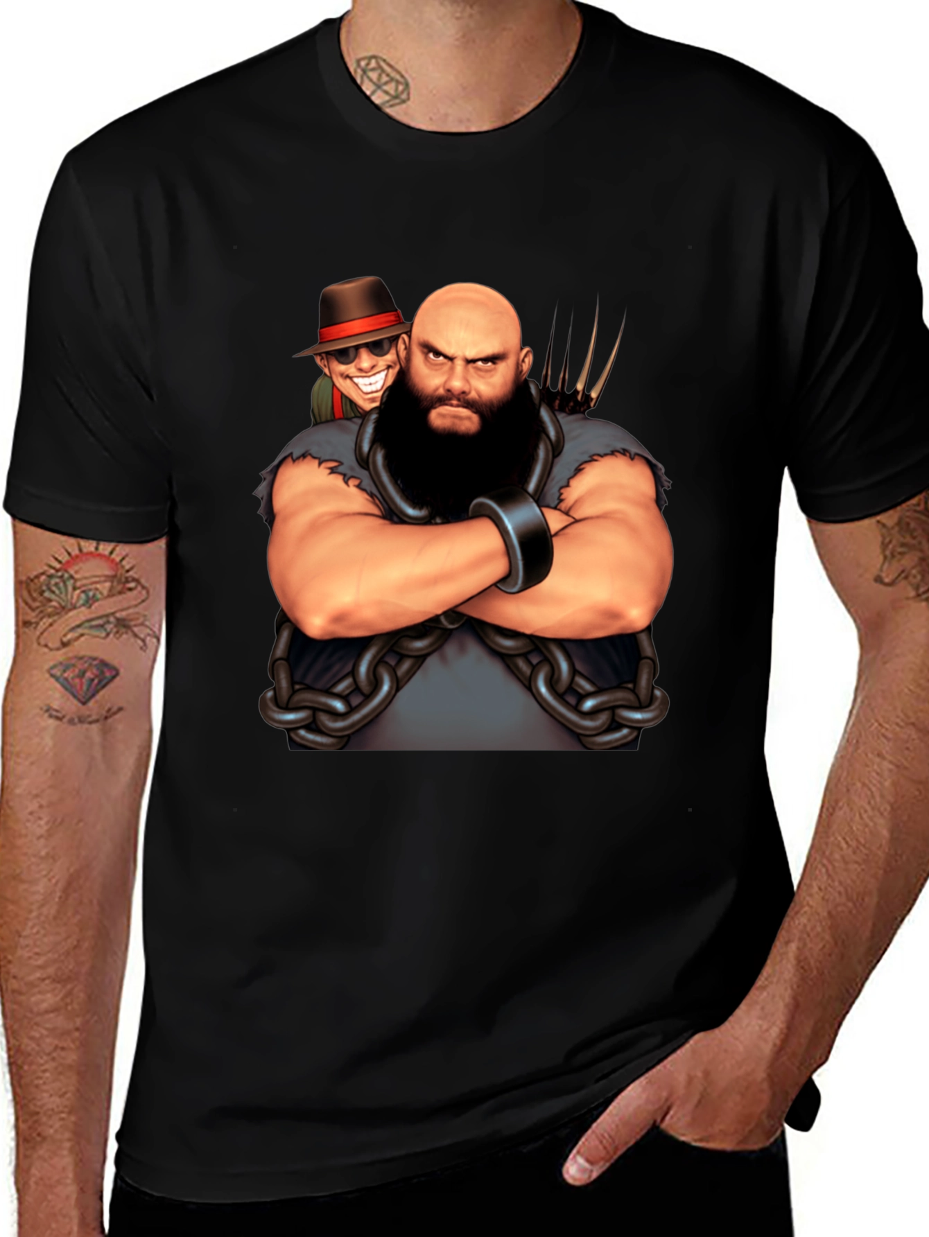 Variant 18 of Black T-Shirt with Cartoon Villain Graphic
