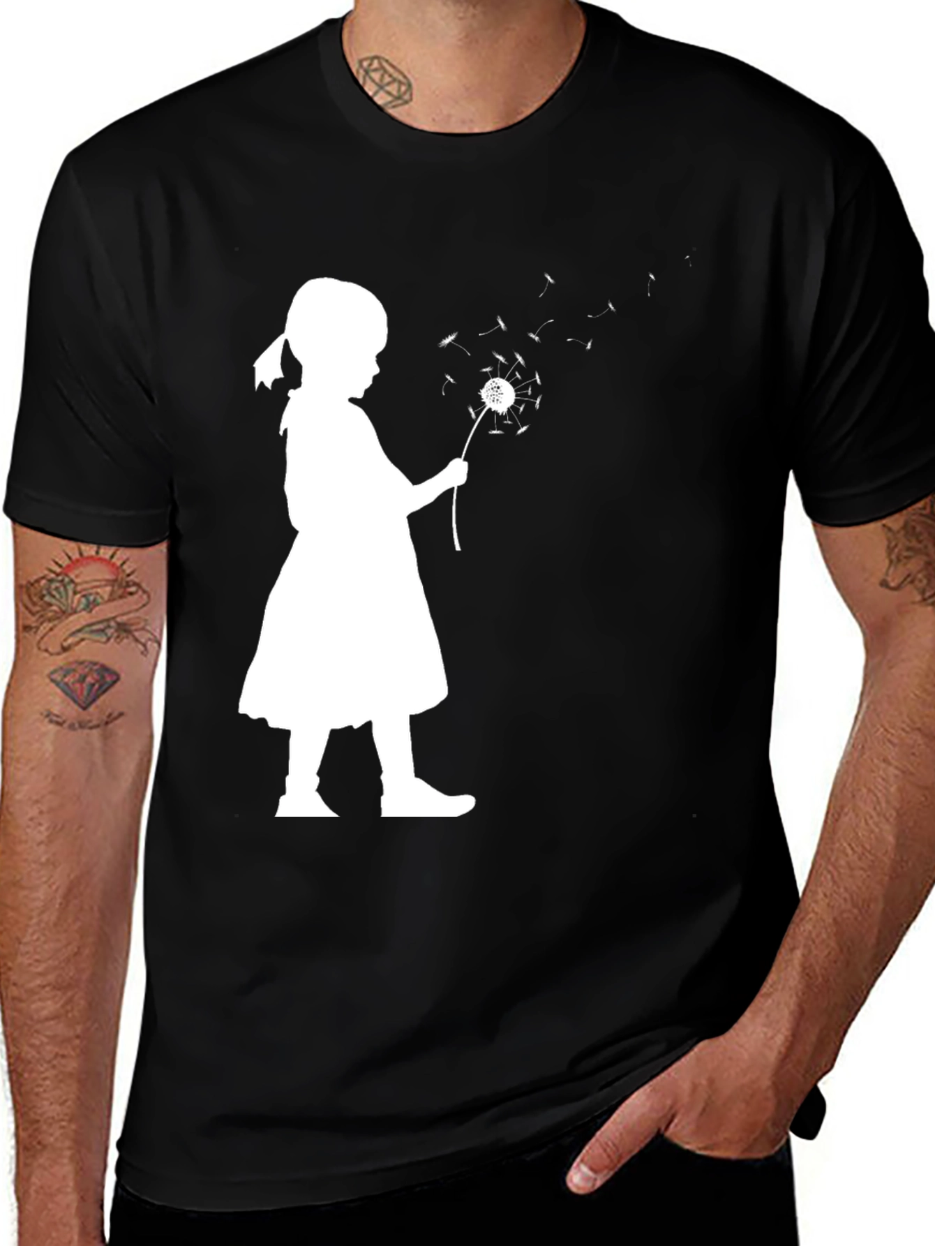 Variant 27 of Girl Blowing Dandelion T-Shirt - Stylish Casual Wear