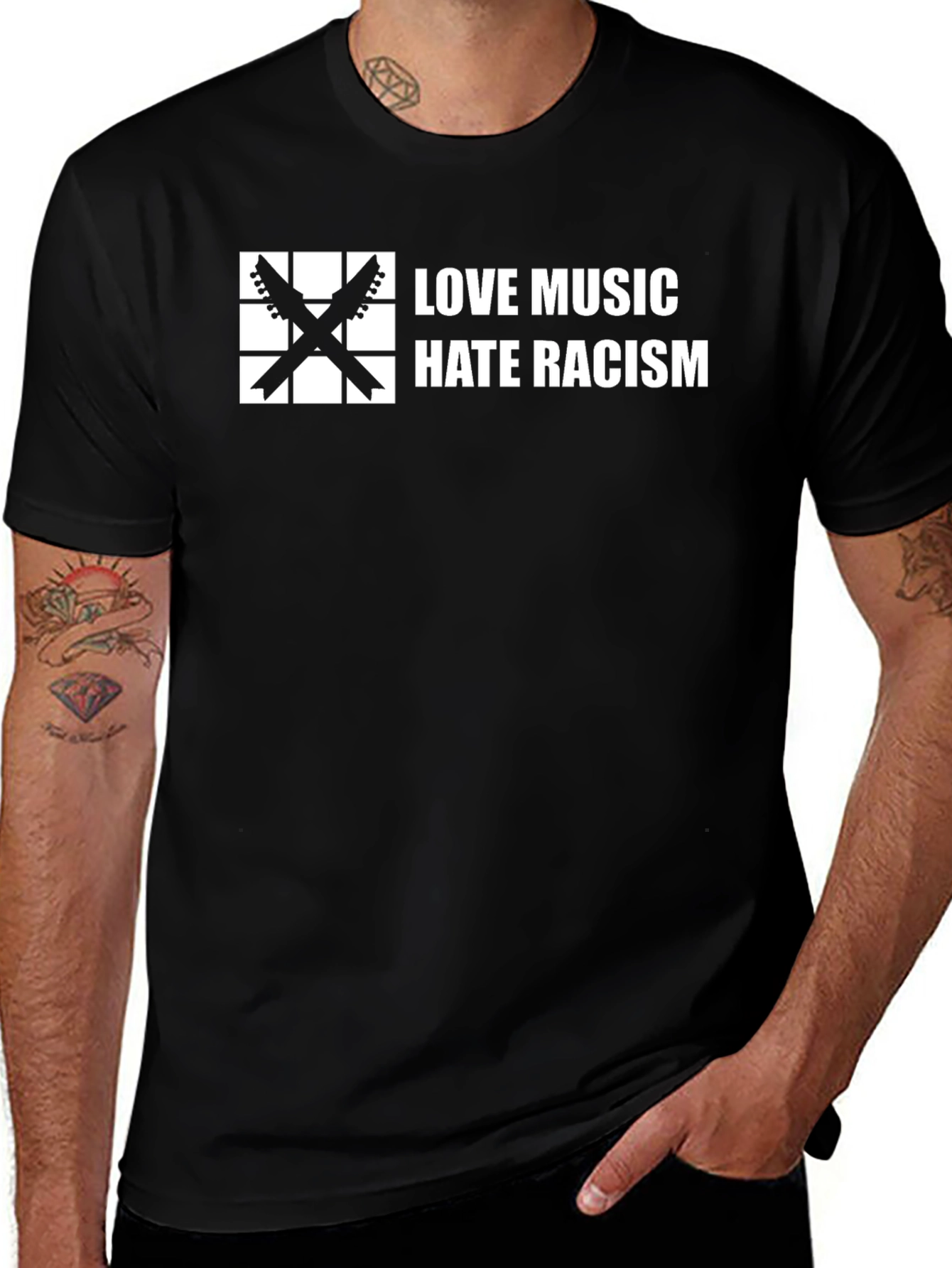 Variant 13 of Love Music Hate Racism Graphic T-Shirt