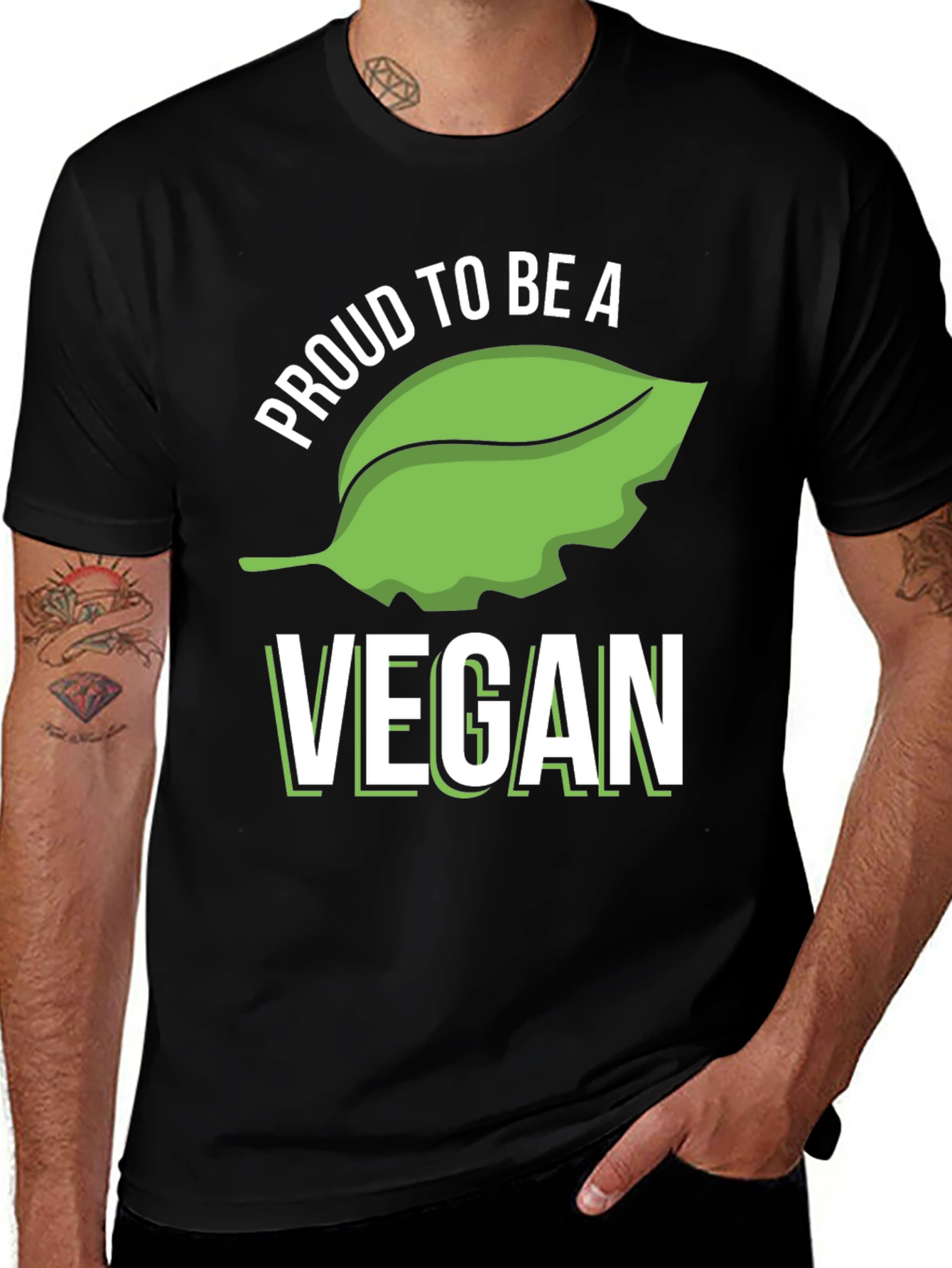 Variant 14 of Proud Vegan T-Shirt - Black Cotton Blend