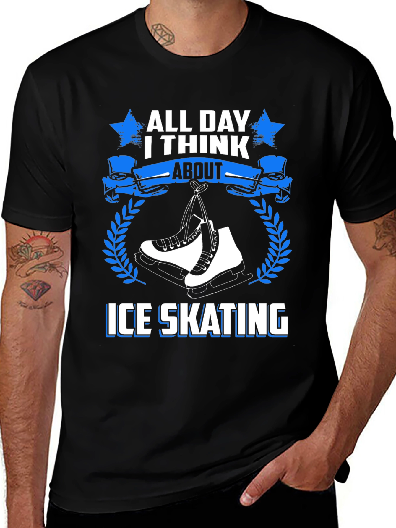 Variant 13 of Ice Skating T-Shirt: All Day I Think About Ice Skating