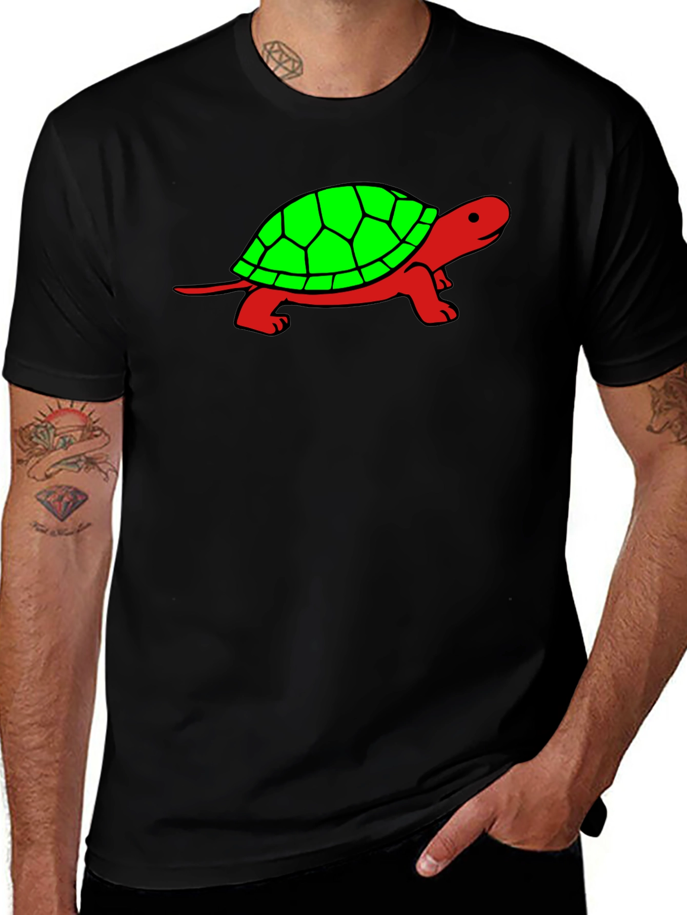 Variant 11 of Turtle Graphic Tee - Casual Black T-Shirt