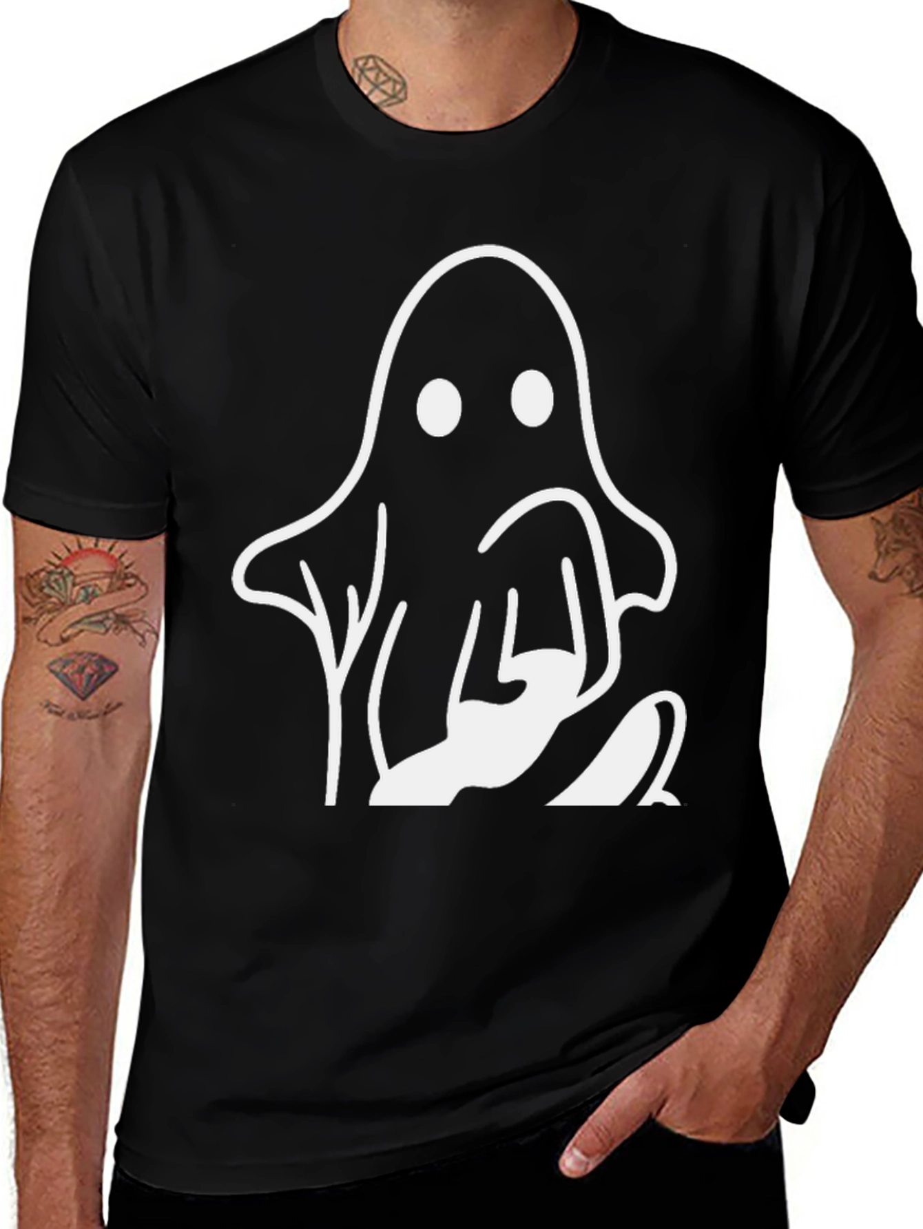 Variant 18 of Ghost Graphic Print Black T-Shirt