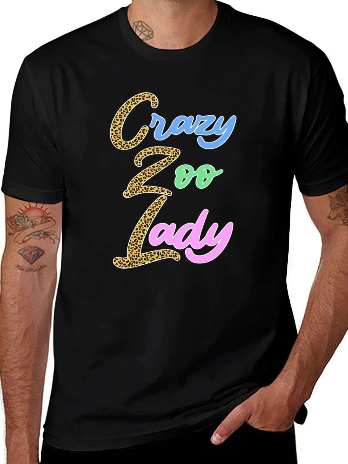 Variant 18 of Crazy Zoo Lady Graphic Tee - Animal Print