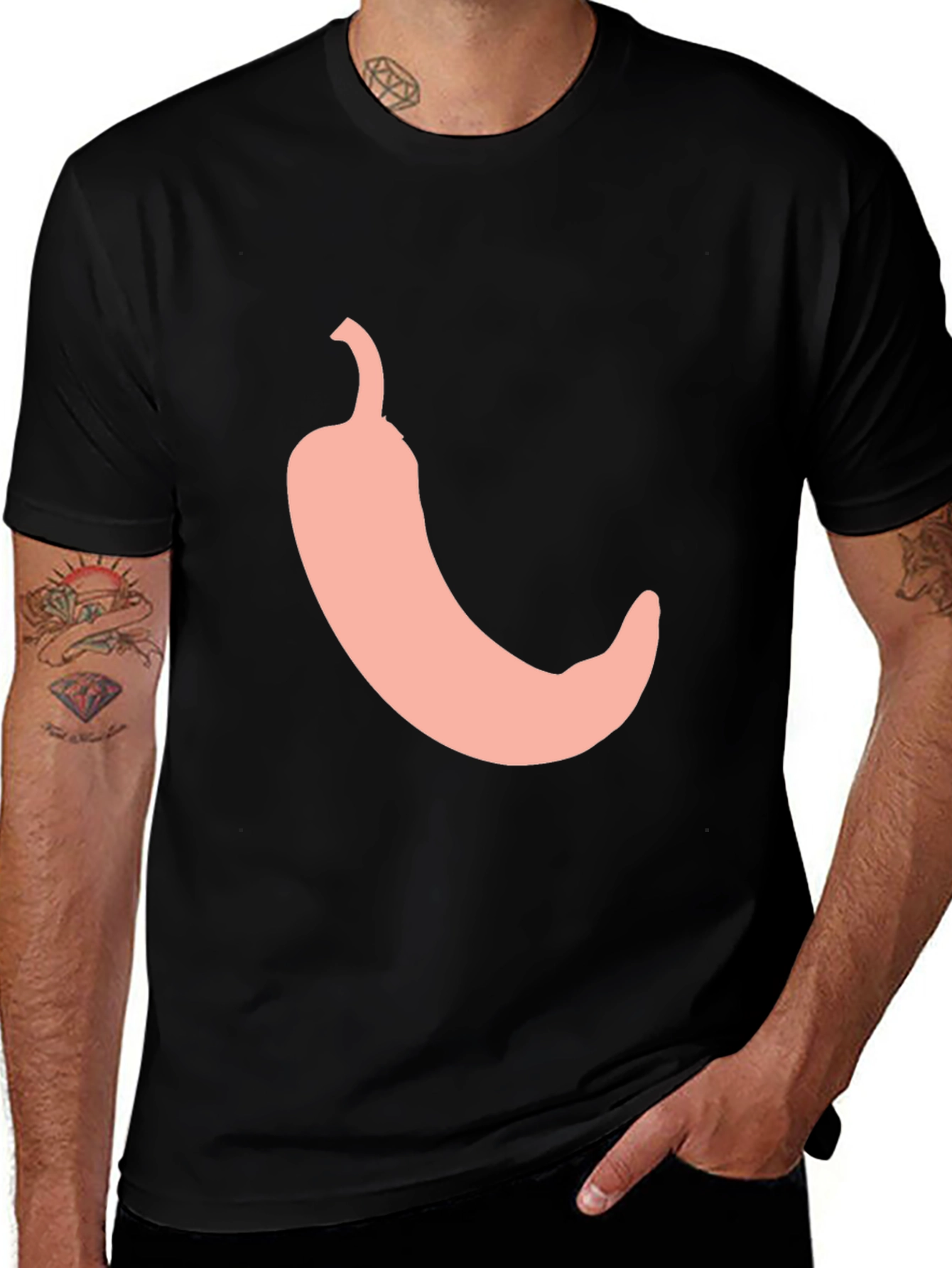 Variant 21 of Chili Pepper Graphic Tee - Men's Black T-Shirt