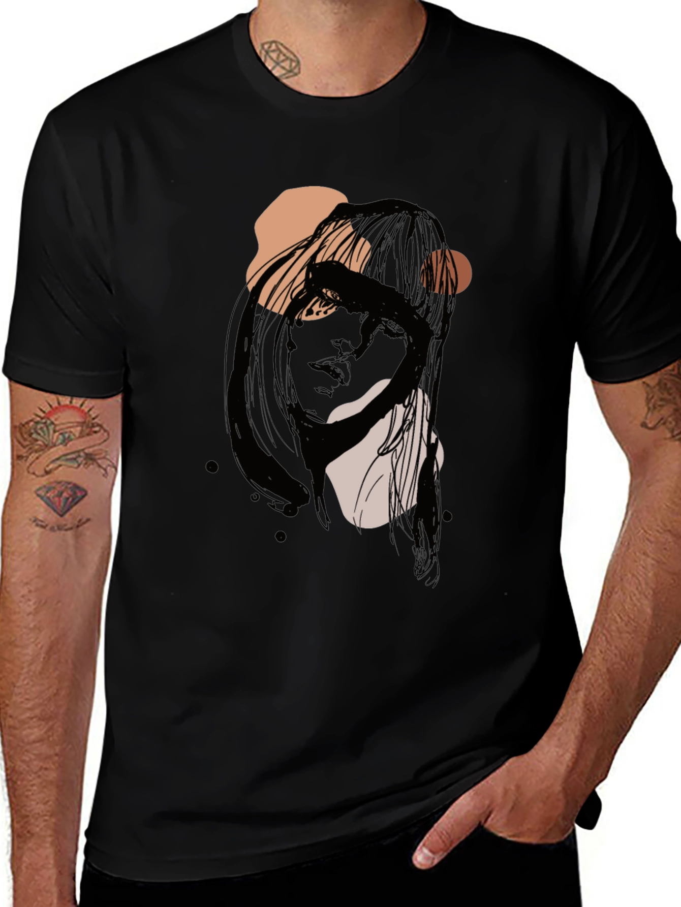 Variant 6 of Abstract Portrait Graphic Black T-Shirt