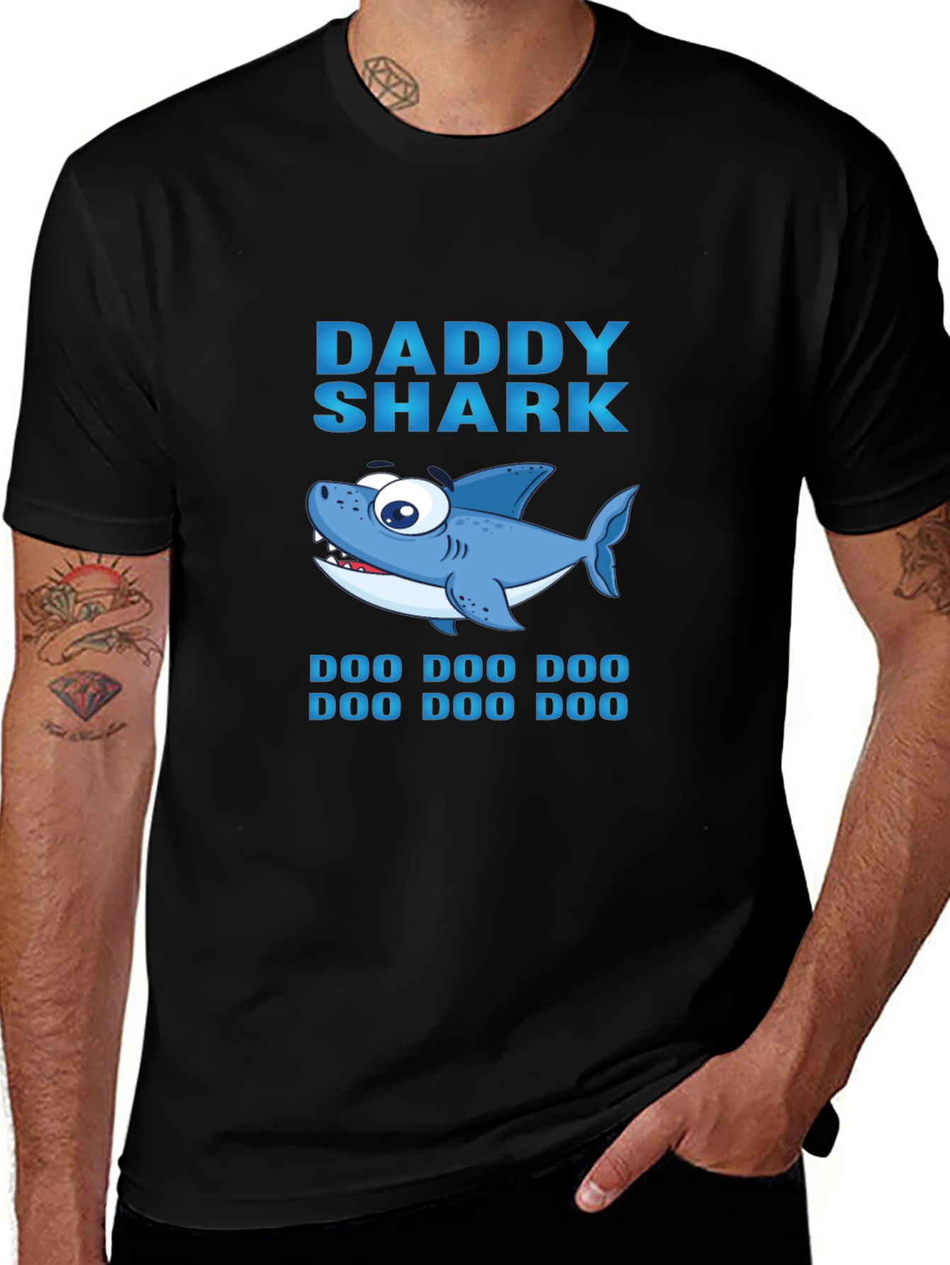 Variant 13 of Daddy Shark Graphic Print Black T-Shirt