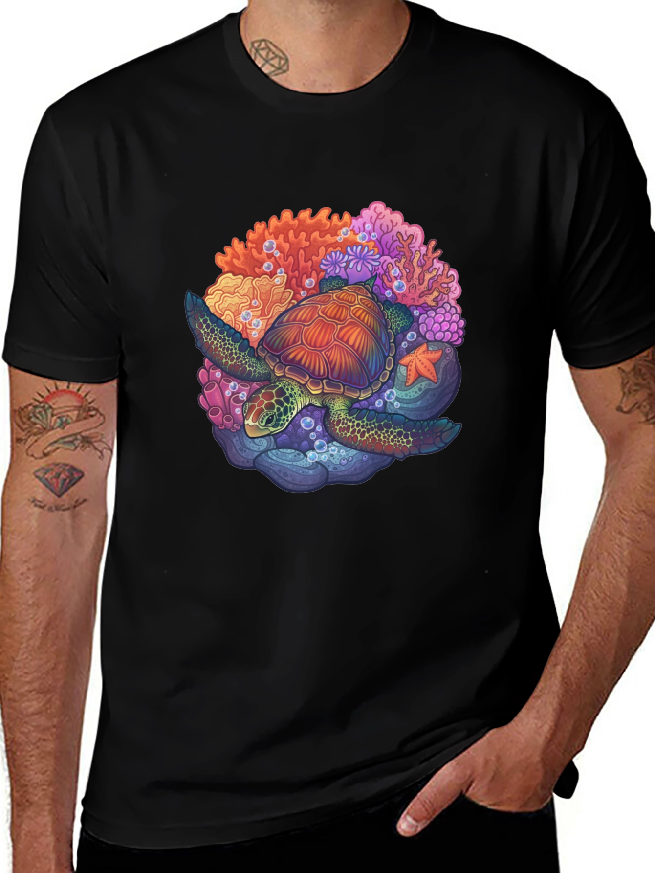 Variant 13 of Sea Turtle Coral Reef Graphic Tee - Ocean Lover's T-Shirt