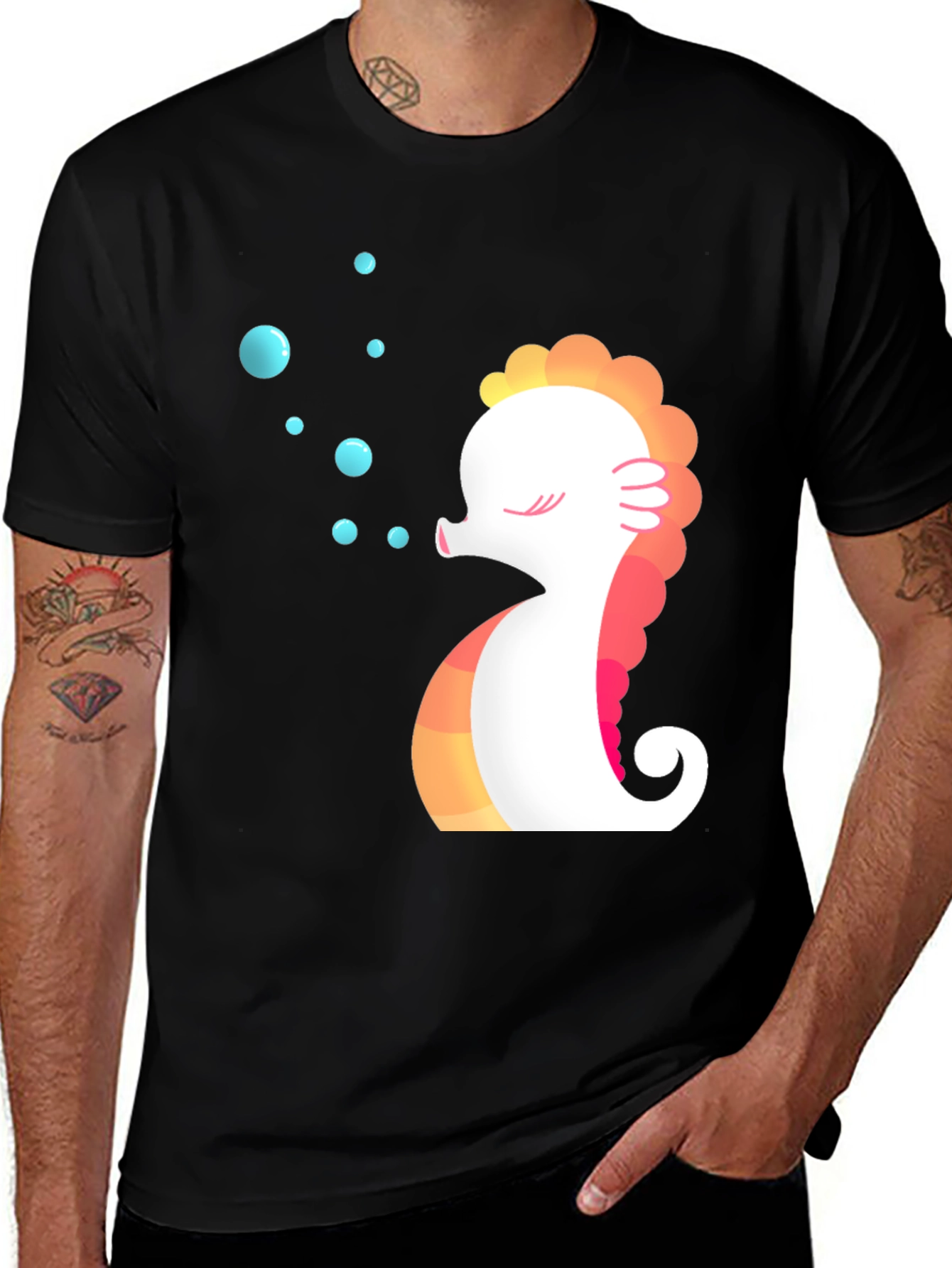 Variant 7 of Seahorse Bubble Graphic Tee