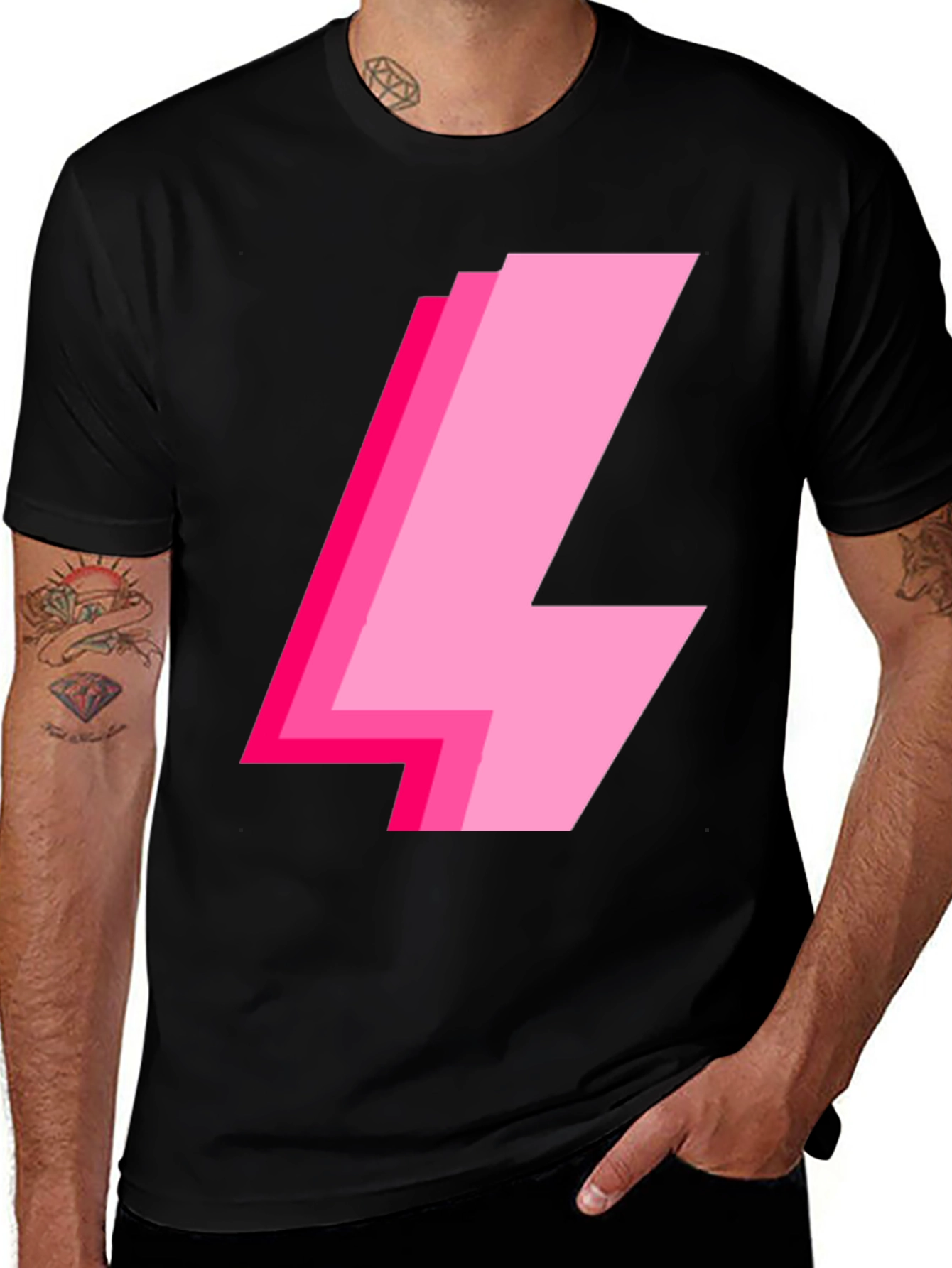 Variant 22 of Pink Lightning Bolt Black T-Shirt