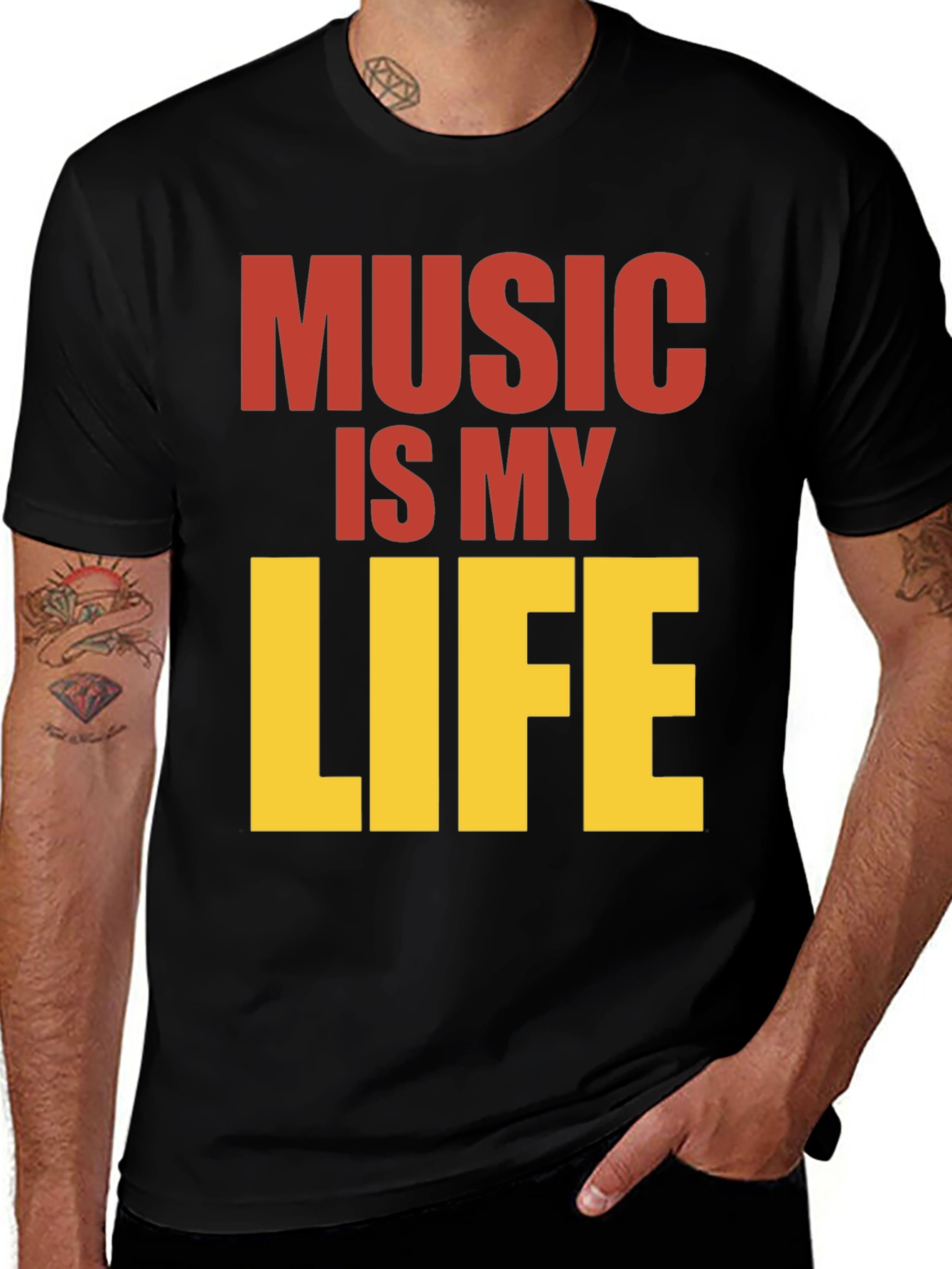 Variant 14 of Music is My Life Graphic Tee - Black