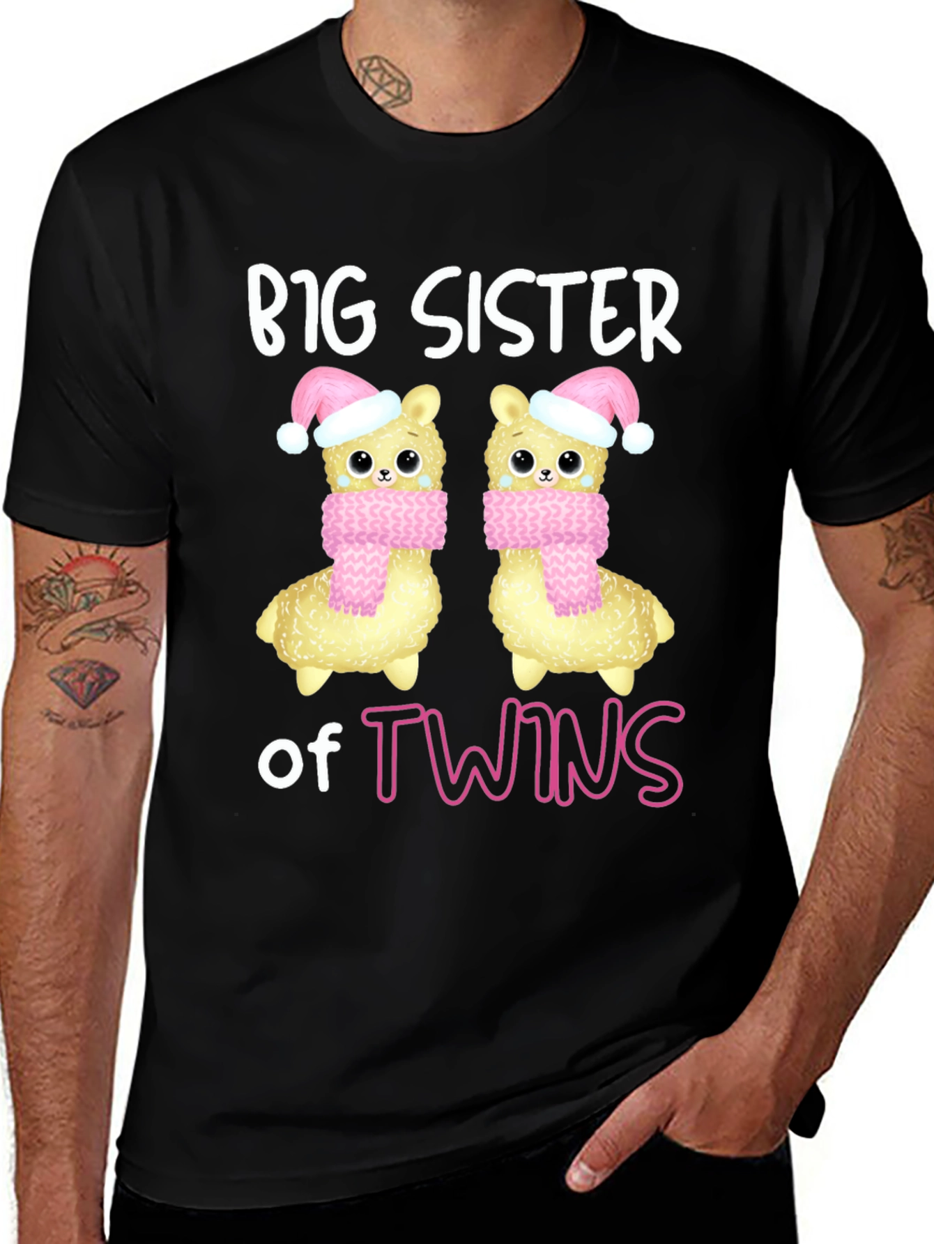 Variant 7 of Big Sister of Twins Cute Llama T-Shirt