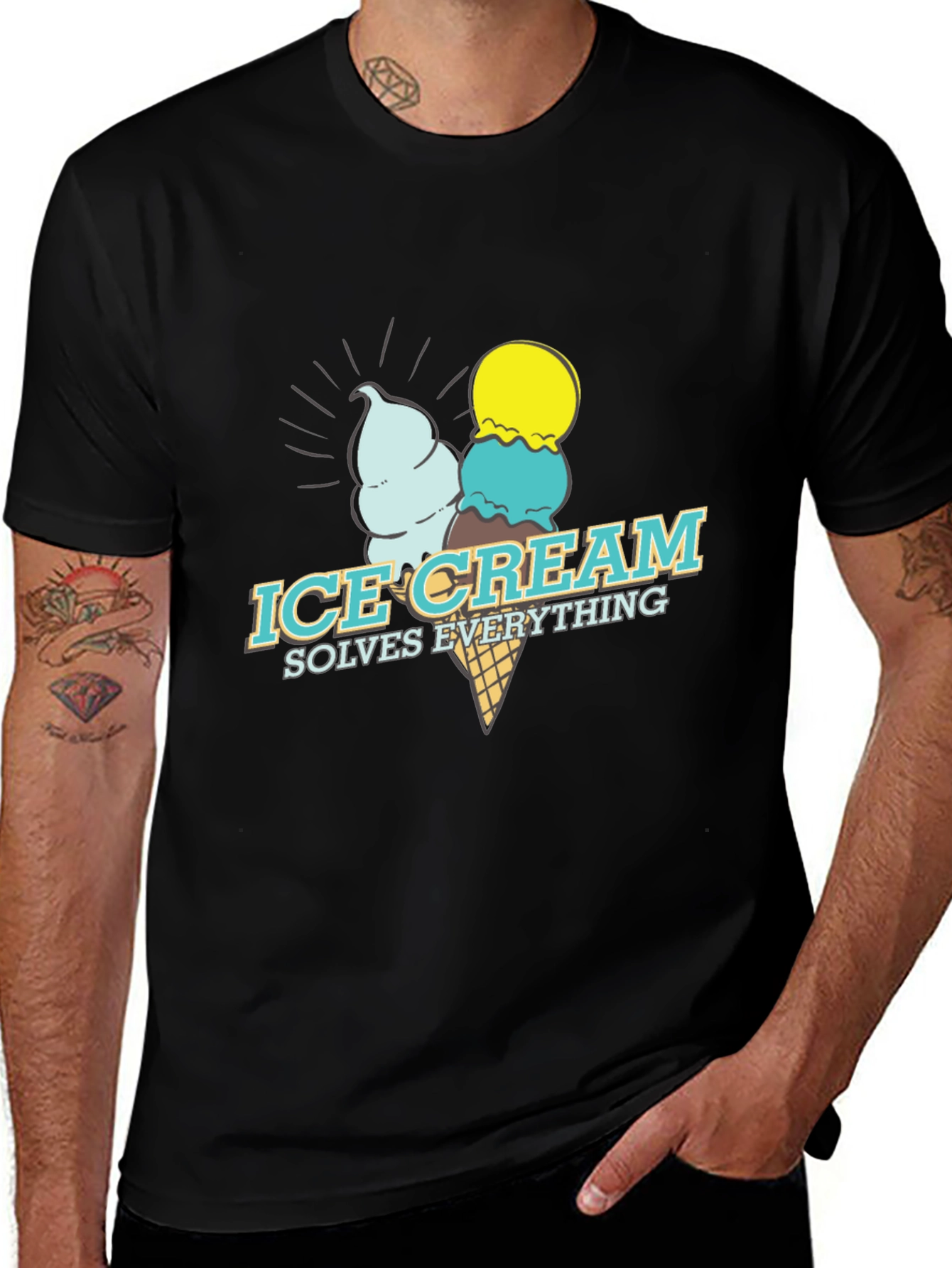 Variant 27 of Ice Cream Solves Everything Graphic Tee