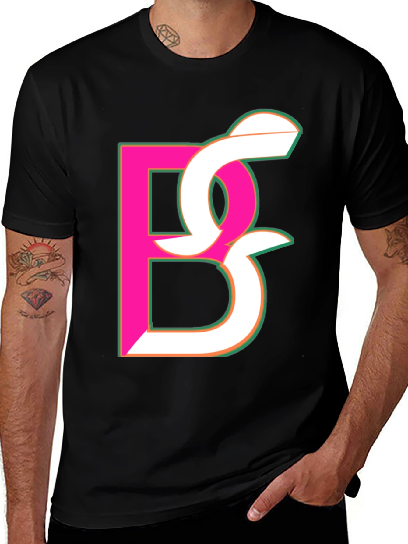 Variant 14 of Abstract Initial Black T-Shirt