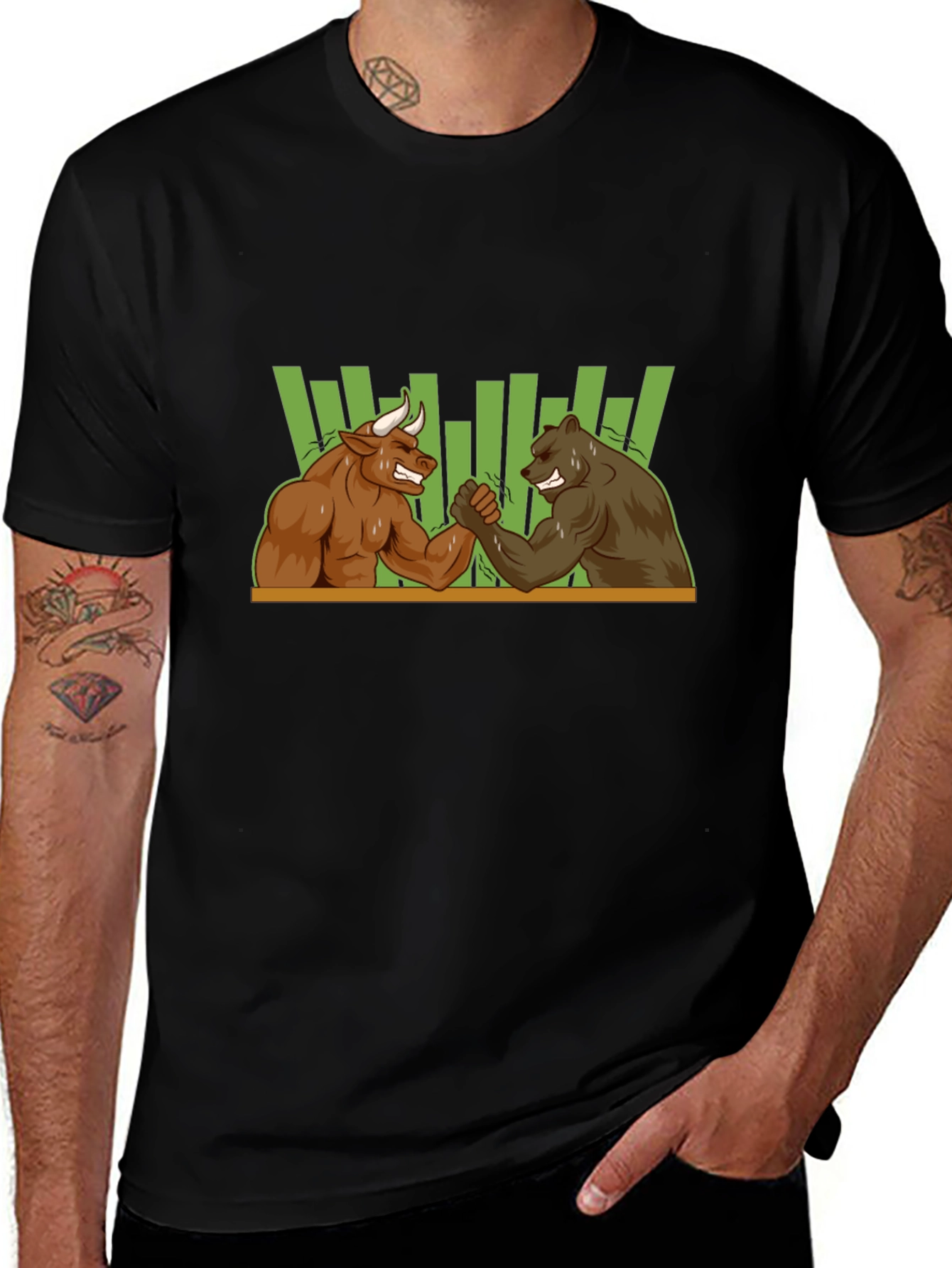 Variant 15 of Bull vs Bear Arm Wrestling T-Shirt